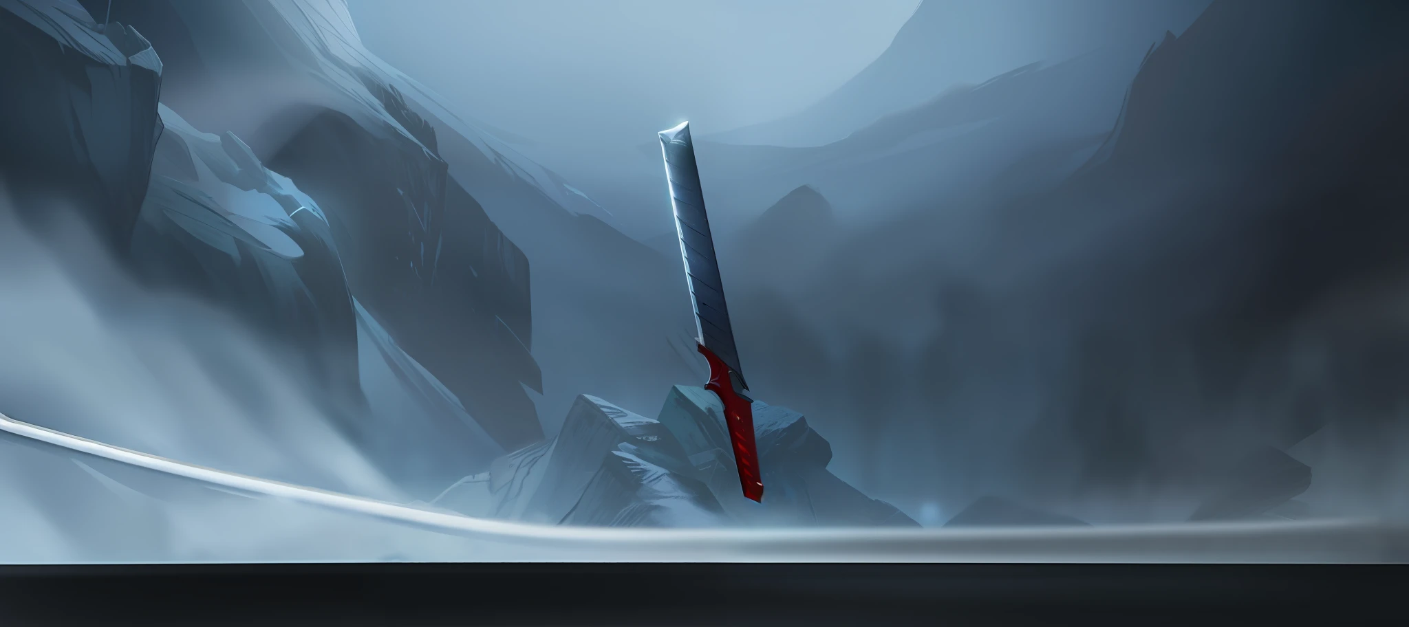 there is a knife that is standing in the dark, raytraced blade, style of ghost blade, buster sword, chainsword in the other, steel sword, armored sword blade, bloody knife, katana, large sword, huge sword, war blade weapon, cleaver, jiang sword, realistic weapon, chainsaw sword, sci-fi sword, an evil sword --auto --s2