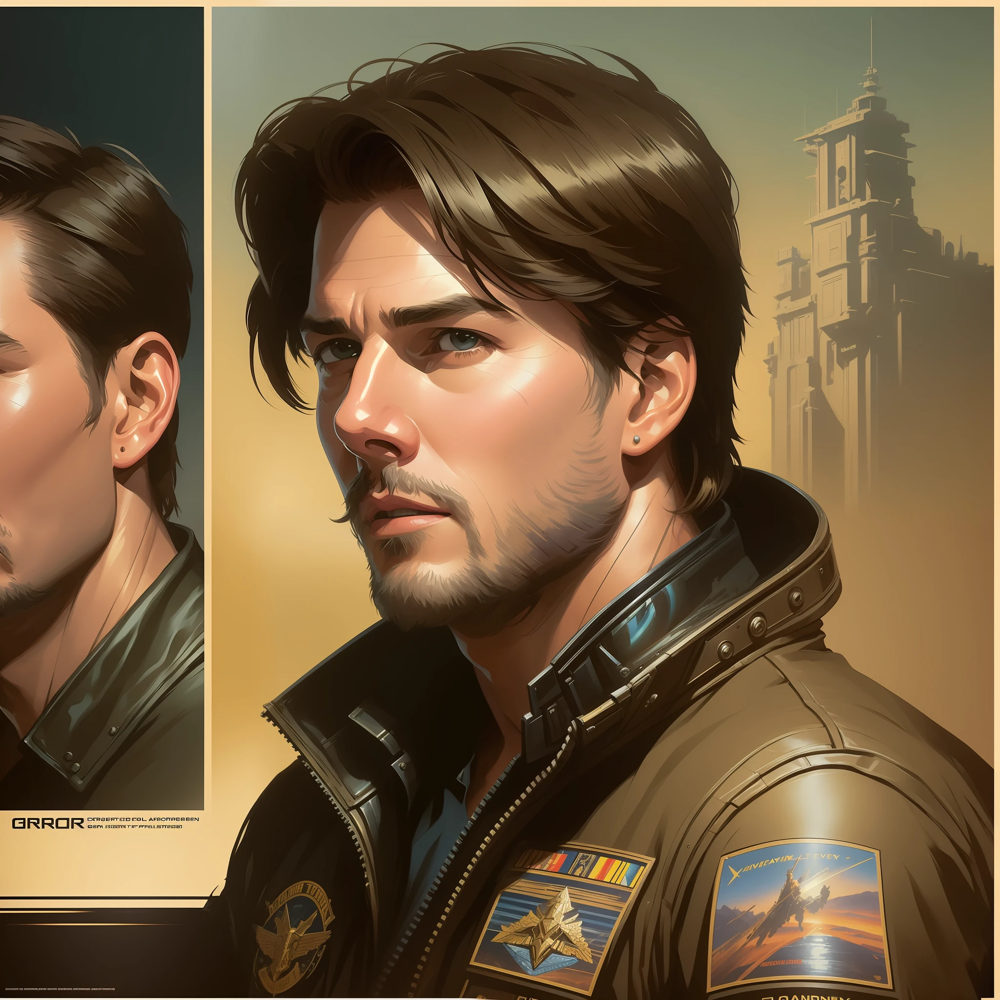Tom Cruise from Top Gun, vhs effect, (poster:1.2),poster on wall, nostalgia, movie poster,
(skin texture), intricately detailed, fine details, hyperdetailed, raytracing, subsurface scattering, diffused soft lighting, shallow depth of field, by (Oliver Wetter)
professional majestic oil painting by Ed Blinkey, Atey Ghailan, Studio Ghibli, by Jeremy Mann, Greg Manchess, Antonio Moro, trending on ArtStation, trending on CGSociety, Intricate, High Detail, Sharp focus, dramatic, photorealistic painting art by (greg rutkowski:1.4), bokeh --auto --s2