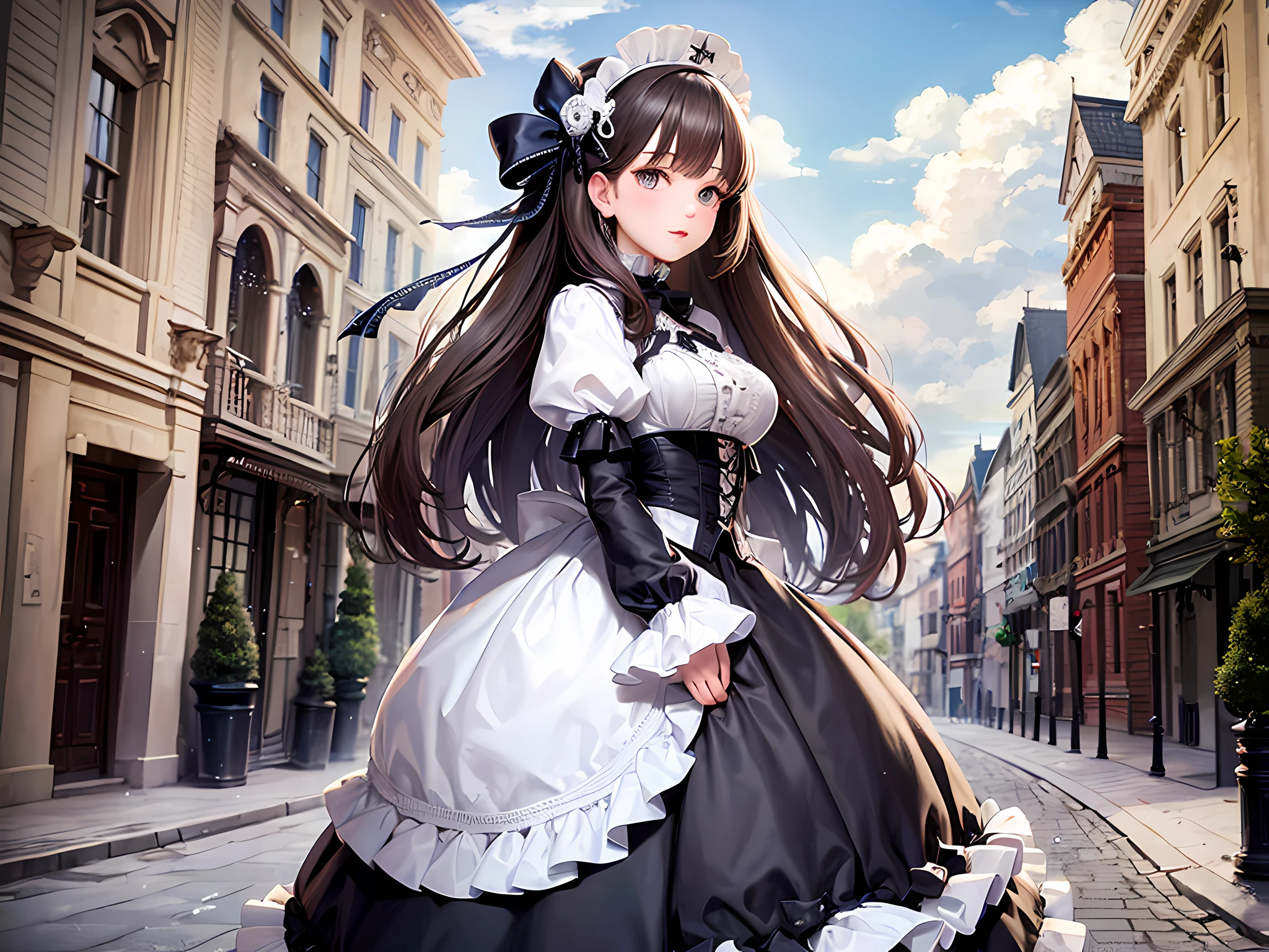 (victorian princess:1.2), fluffy royal clothing, (bows and ruffles:1.1), modern casual setting, (modern street:1.2|modern home: 1.1)