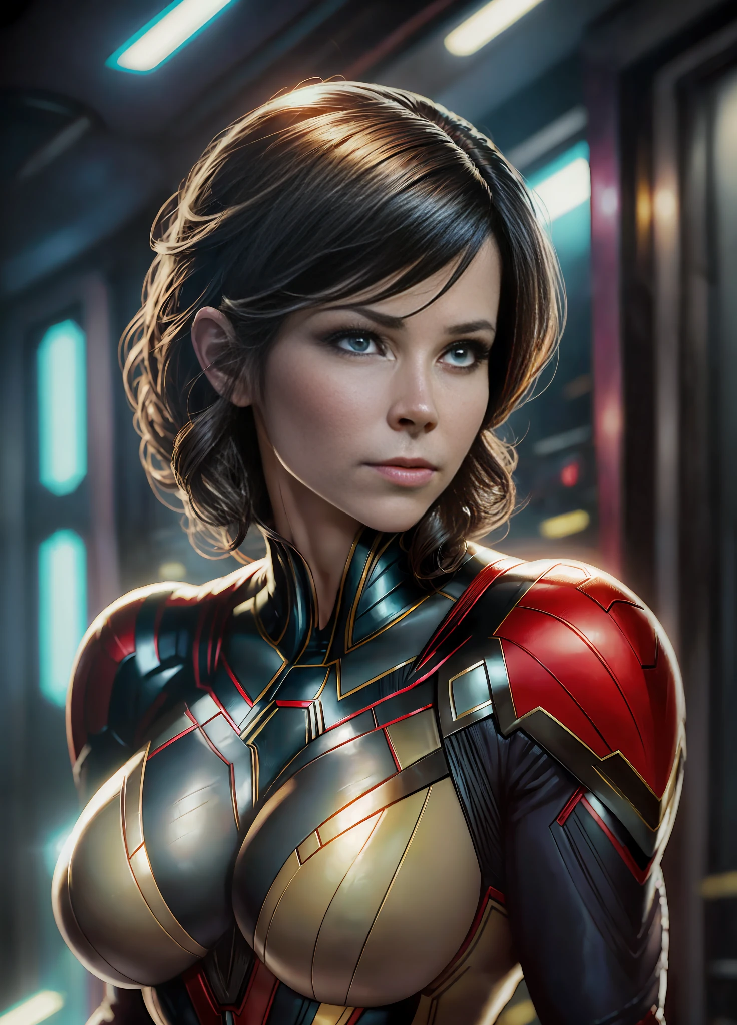 Evangeline Lilly Superhero The Wasp Beautiful Woman Cuepo Perect Sexy Suit Big Breasts Big Cleavage --auto --s2