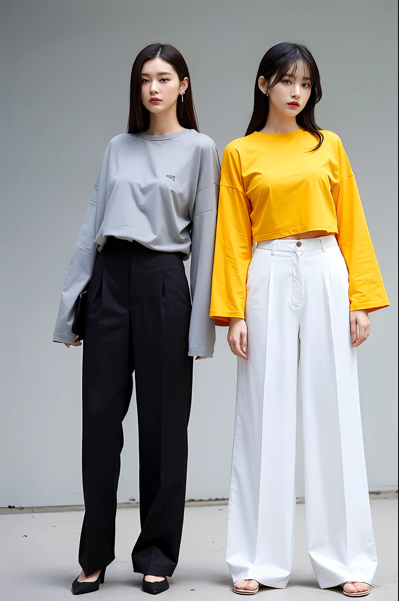 4. Seven-sleeve t-shirt + wide-leg pants: sharp and stylish.
The classic retro style is versatile and timeless, never out of fashion. Paired with wide-leg pants, it creates a cool and comfortable look, making it an excellent choice. The bigger the size and looser the fit, the more fashionable it will be!