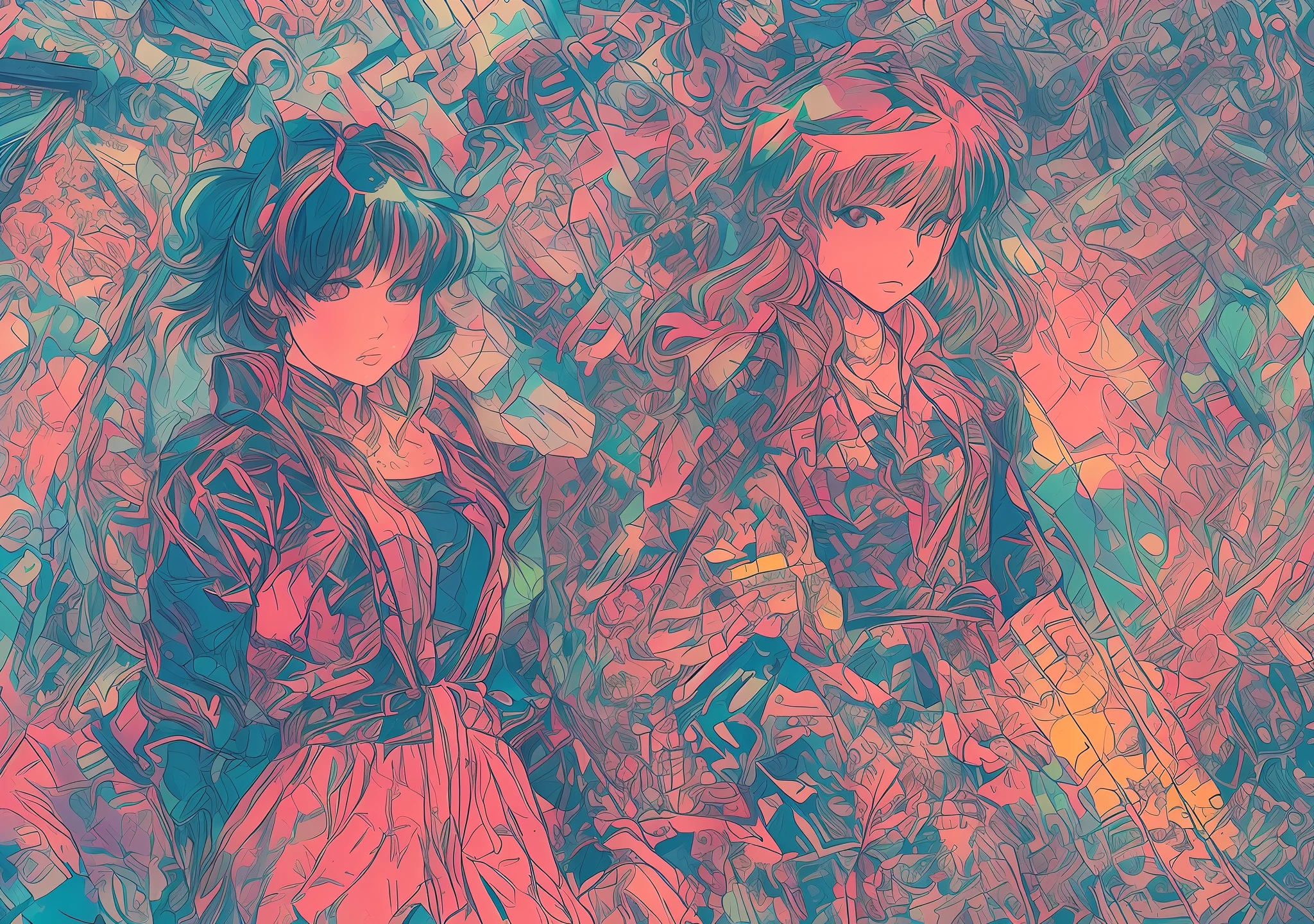 Make a 80s aesthetic anime art style, stylish aesthetic girl