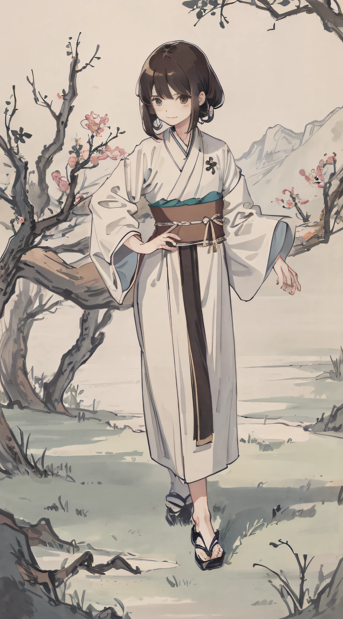 Boy, cute, streamer, brunette hair, hanfu, cloth shoes, bie gesture, funny, moon, landscape, hd