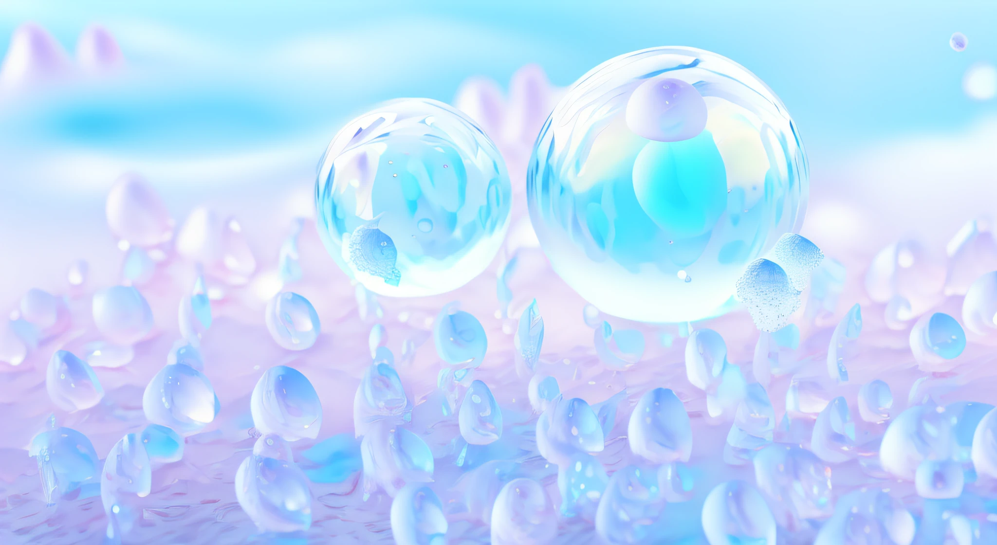 Two droplets will drip onto the resin surface, a photomicrograph, microscopic picture, microscopic view, Cymatics, bright microscopic view realism, condensation droplet rendering, complex macro close-up, resin porous, foam bubbles, transparent droplets
