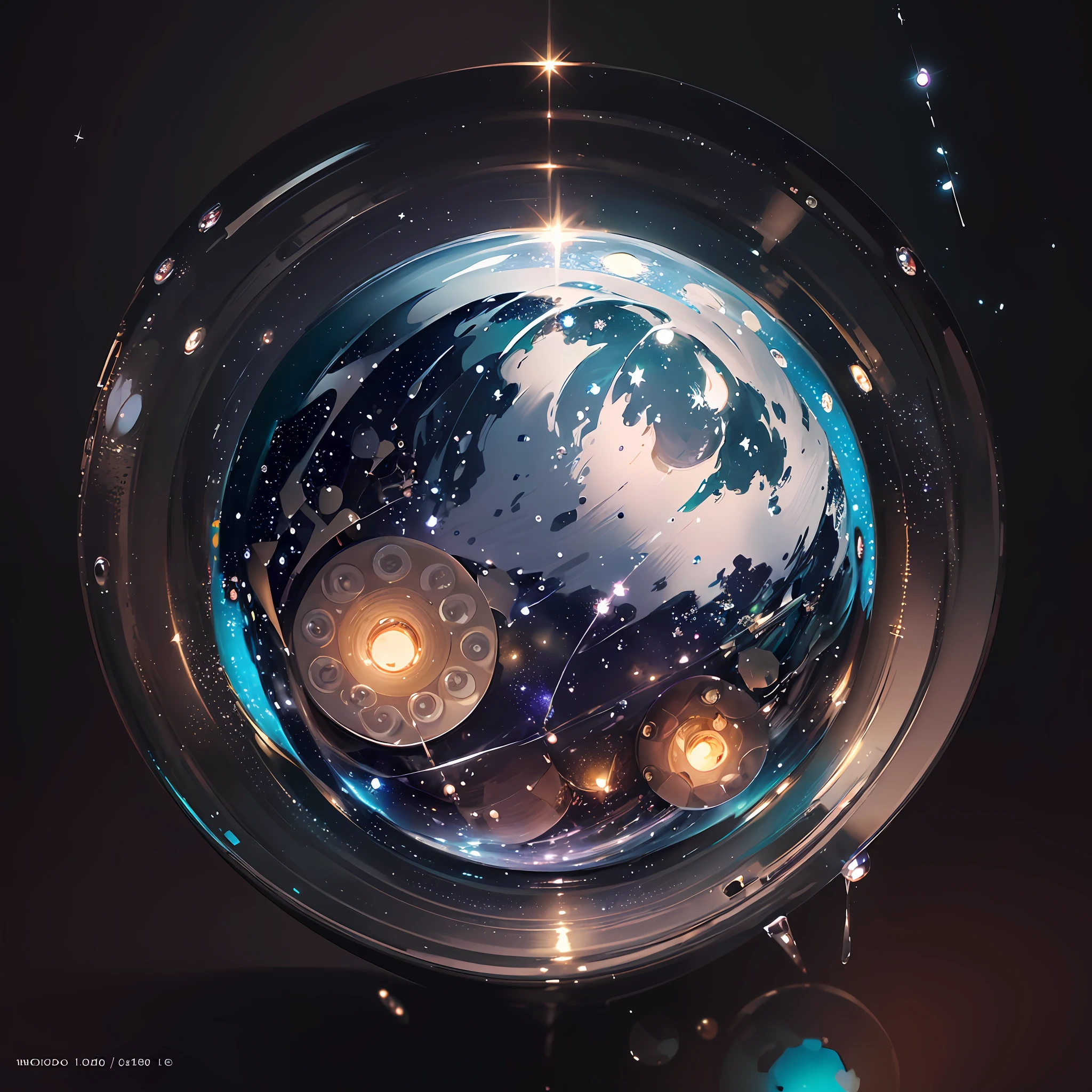 Computer, Makoto Shinkai, Extensive landscape ultrasound photography soap bubbles, full moon, night sky, shards (general view showing soap bubbles breaking into shards),inside the soap bubble fragments reflected moon, meteor shower, (ultradetailed), full moon, (detailed), shards, glass (detailed), night night, moon reflection, (1:3), fireflies (1:3), BREAK production art, (cold light source:1.2), (Firefly:1.2), purple, fire particles,  colors, intricate details, volumetric lighting, realistic fantasy BREAK (masterpiece:1.2), (best quality), 4k, ultra-detailed, (dynamic composition: 1.4), high detailed, colorful details, (gloomy colors: 1.2), (luminous lighting, atmospheric lighting), gloomy, dark, magical --auto --s2