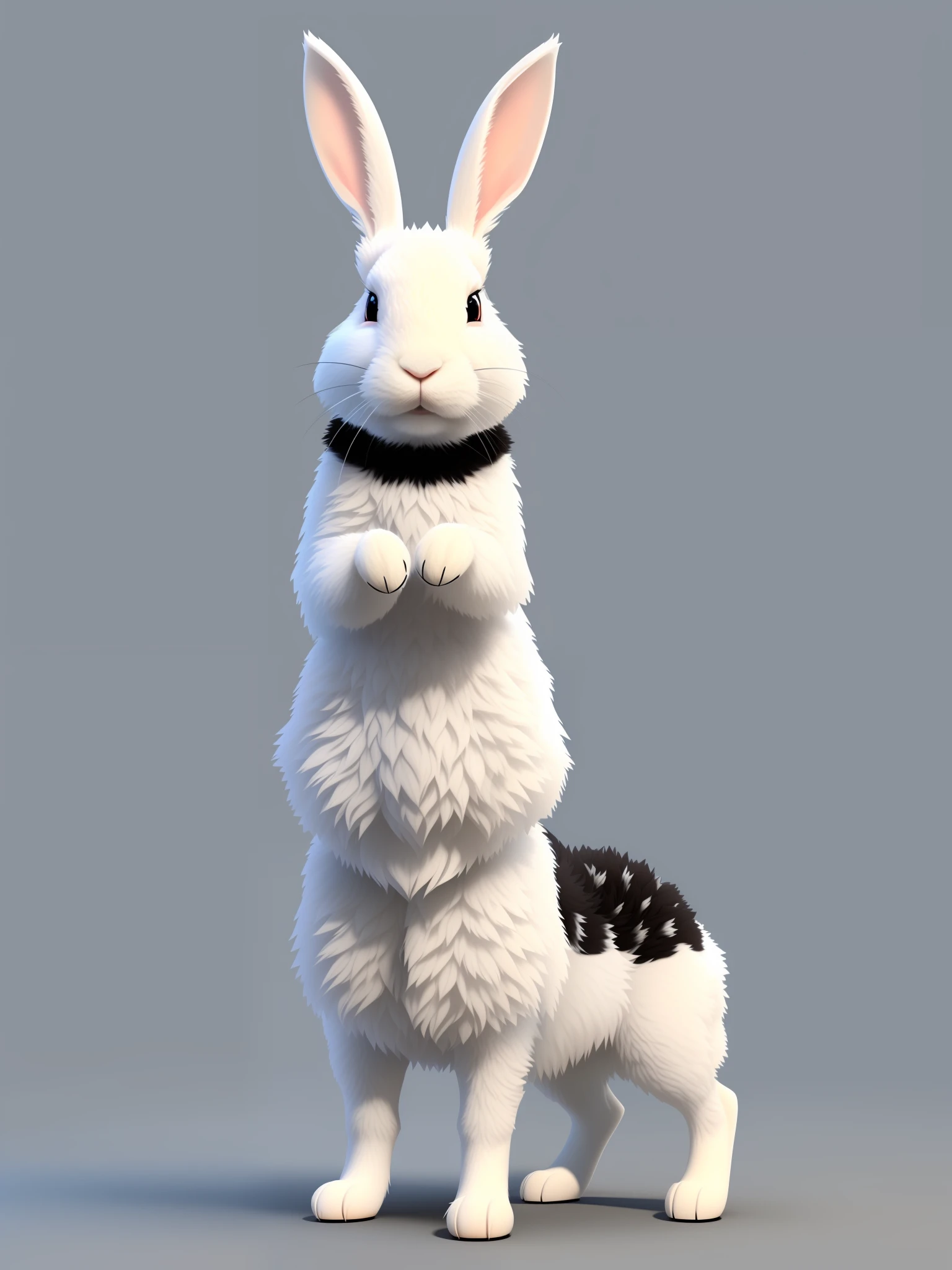 male rabbit anthro grey with white and black spots destroying time
