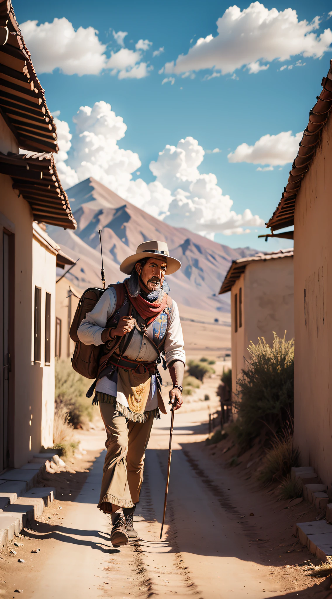 A Bolivian man walking in the Altiplano --auto --s2