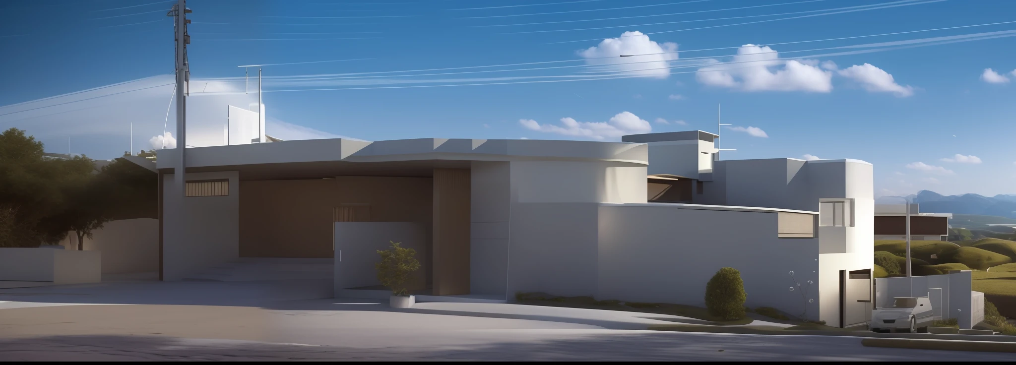 (masterpiece),(high quality), best quality, real,(realistic), super detailed, (full detail),(4k),8k,no humans, scenery, outdoors, building, sky, tree,window,day, cloud, blue sky