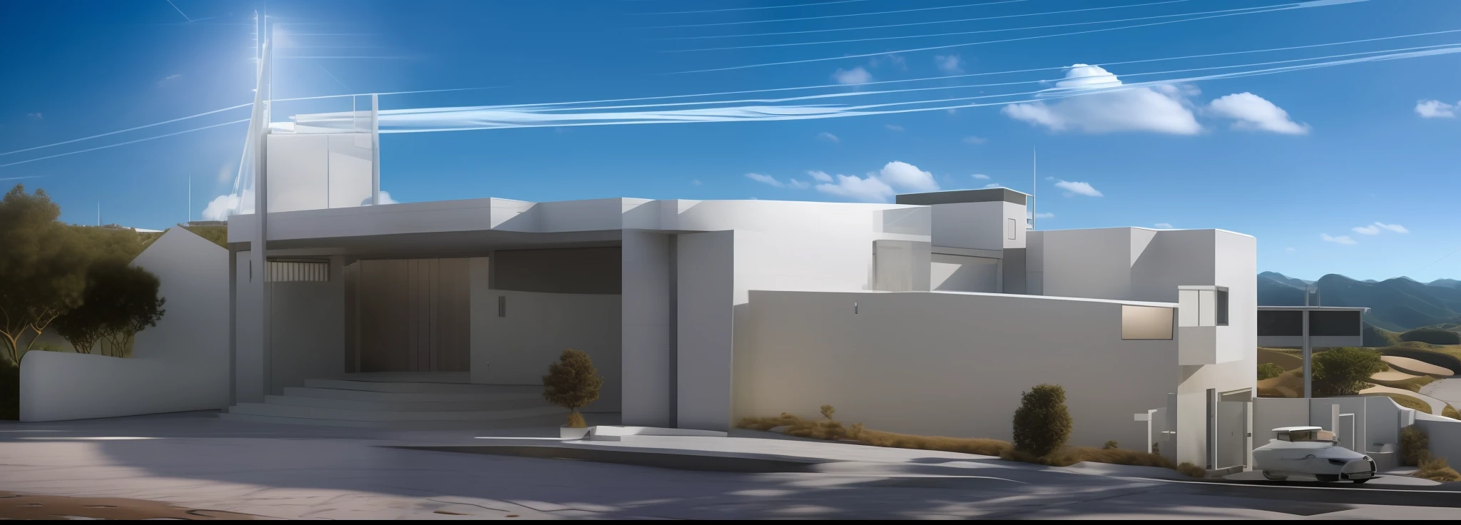 (masterpiece),(high quality), best quality, real,(realistic), super detailed, (full detail),(4k),8k,no humans, scenery, outdoors, building, sky, tree,window,day, cloud, blue sky