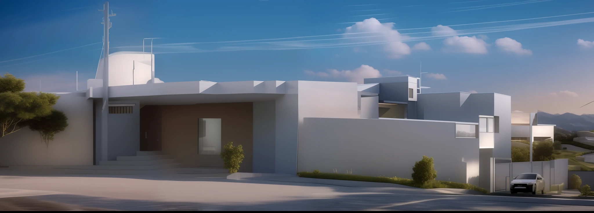 (masterpiece),(high quality), best quality, real,(realistic), super detailed, (full detail),(4k),8k,no humans, scenery, outdoors, building, sky, tree,window,day, cloud, blue sky