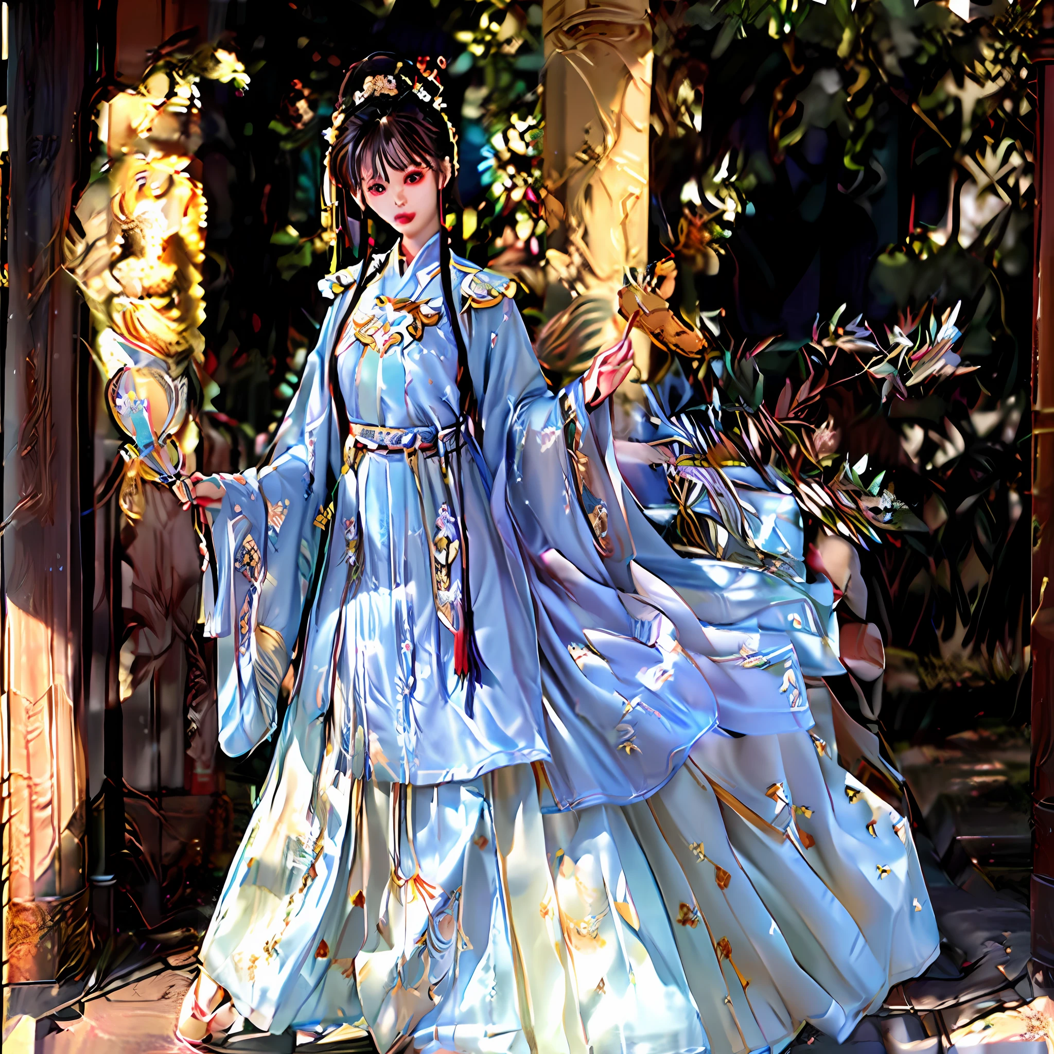 Award Winning Photo, 8K, Soft Light, Fantasy, Man, Chinese Style, Gorgeous Staff, Bright Blue Hanfu, Golden Armor, Glimmer of Hope, Powerful, Spell Casting, Magical Rune, Blue Lightning, Dragon, Nikon D 850 Film Photo 4 Kodak Portra 400 Camera F16 Lens Rich colors ultra-realistic, masterpiece, dynamic pose, epic