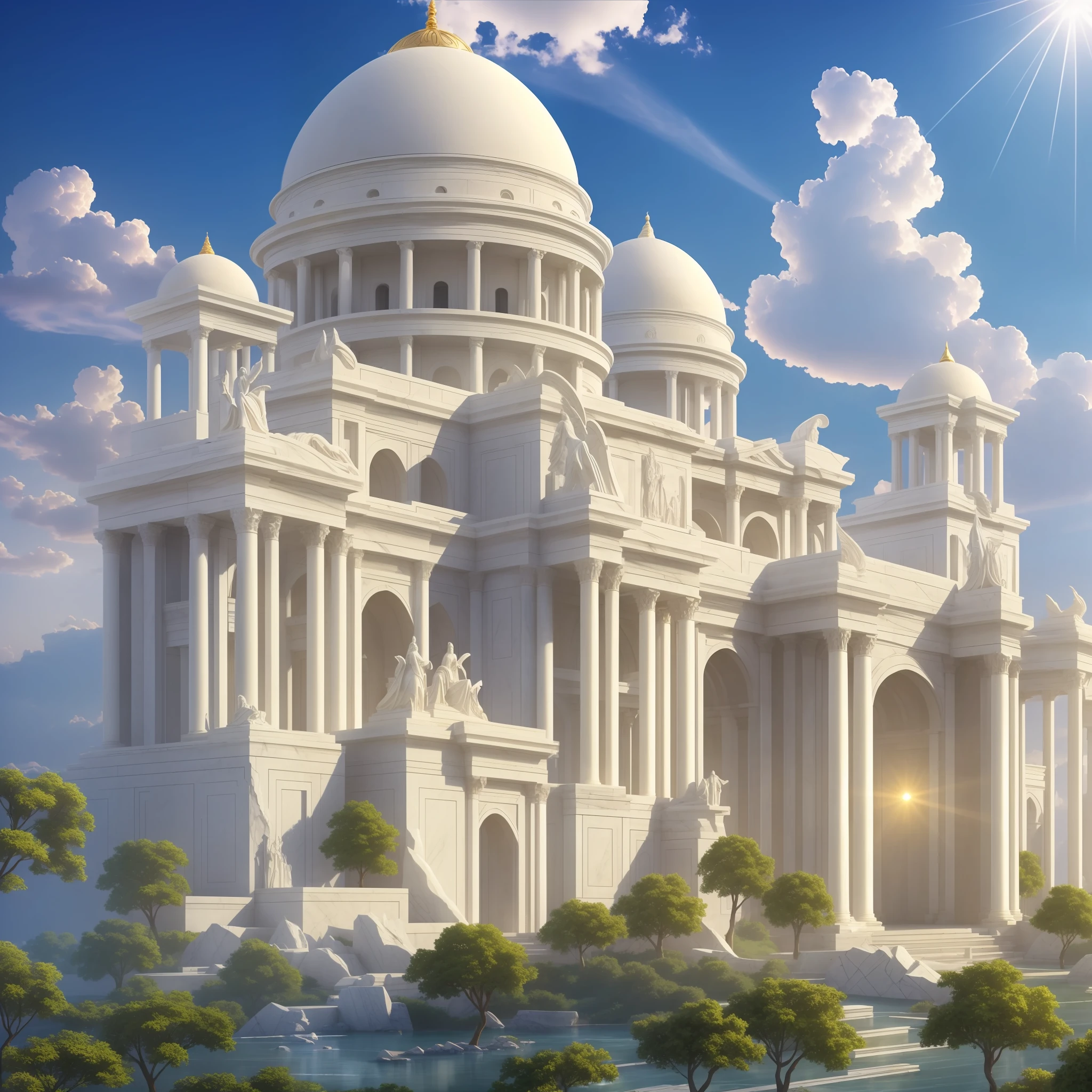 masterpiece, best quality, the forgotten city made of white marble, grand, epic, fantasy, mystical, sunbeam, soft lighting --auto --s2