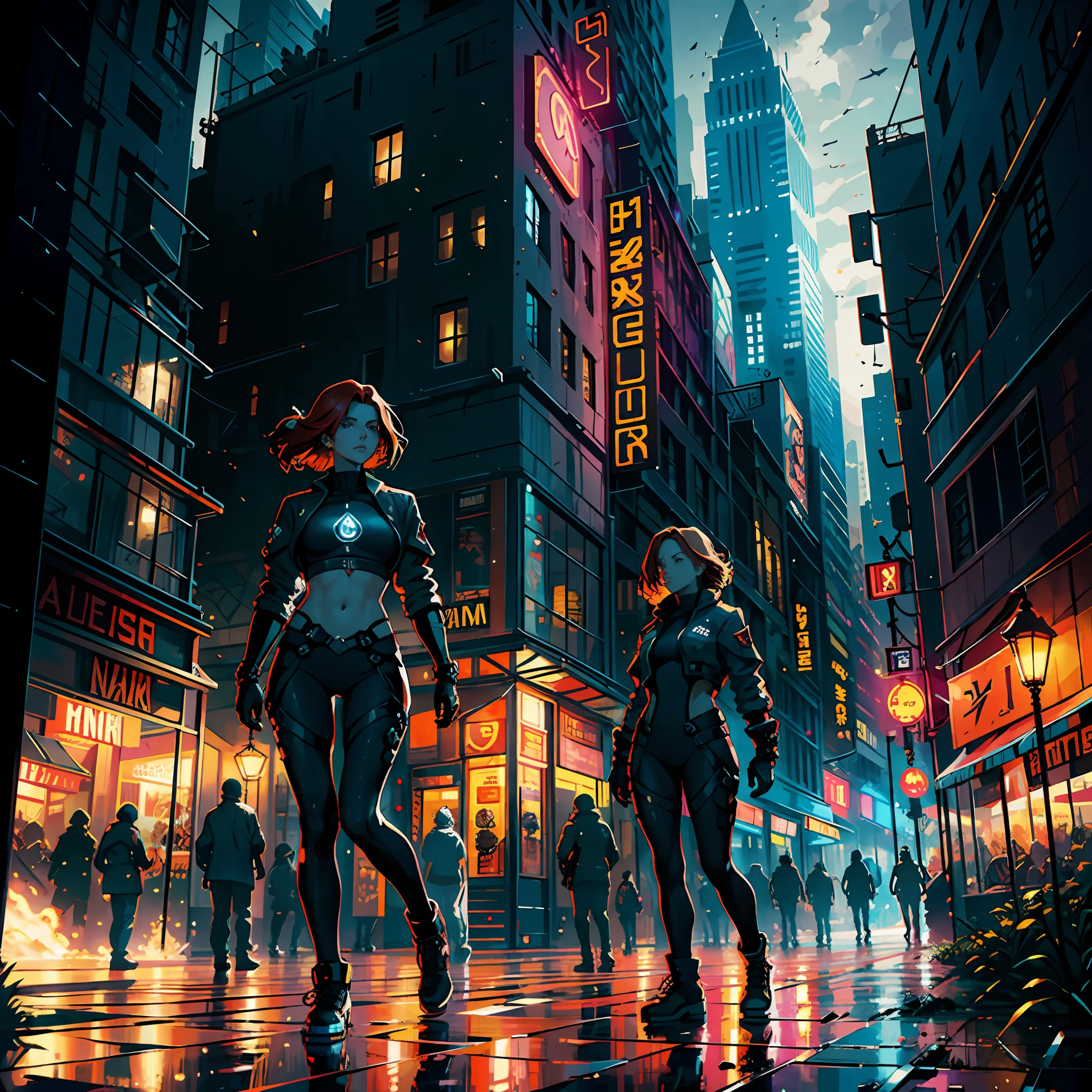 cyberpunk ginger vixen at central plaza of post apocalyptic city, Light field photography, wide angle lens f/2.8, ultra insane high resolution intricate textures, texture indentation, 32k raw professional photo, perfect perspective, perfect geometry, ultra insane ambient lighting, ultra insane ambient shadows, luminism, ultra intricate, detailed ultra busy background, bouncing lighting, tessellation, ultra maximalism, IPA Award wining masterpiece, art by Afremov, Kashin, Aenami, Jeremy Mann, warm positive professional photo, IPA awards winner, haselbland awards winner, a ultra detailed ultra busy modern city main street, street market, very warm pink-orange colors, octane render, global illumination, intricate details, insane details, 23mm lens, sharp focus, art by Nicolas Poussin, perfect weights, perfect shadows, perfect geometry, perfect lighting, perfect textures, perfect shapes, perfect detail, intensive details, perfect post processing, perfect weights, every part of picture is perfectly detailed and sharp, perfect composition, sharp detailed background, very detailed world, busy image, ultra professional CGI, global illumination, whole picture is detailed and focused, perfect perspective, perfect light reflections, RTX, perfect ambient occlusion, perfect vfx, digital blending, luminosity masks, HDR post-processing, perfect objects positioning, professional VFX, ultra quality, 32k resolution, all objects perfect shape, all object as in real world, cinematic , spectacular, crowded , perfectly tunned, settings from Alchemy, photo by Steve McCurry insane detail, hypewrdetailed, intricate details, world indentation. intricate perfection, intricate best geometry, best volumetric effects, best possible quality, art by Wadim Kashin, art by greg rutkowski, art by Albert Bierstadt, luminism, art by Ilya Repin, 400 ppi
