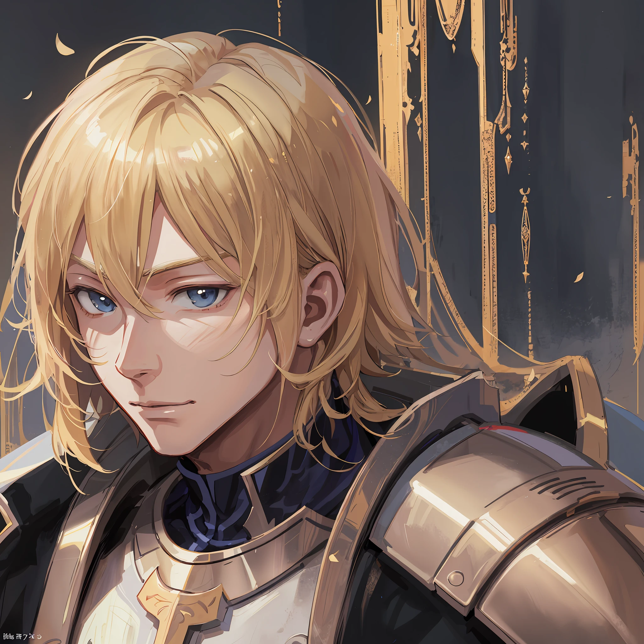 anime - style image of a blonde-haired man in armor, male paladin portrait, pendragon artoria, male knight portrait, zodiac knight portrait, inspired by Li Chevalier, cushart krenz male key art, beautiful male paladin, detailed digital anime art, male paladin, dragoon portrait, highly detailed exquisite fanart