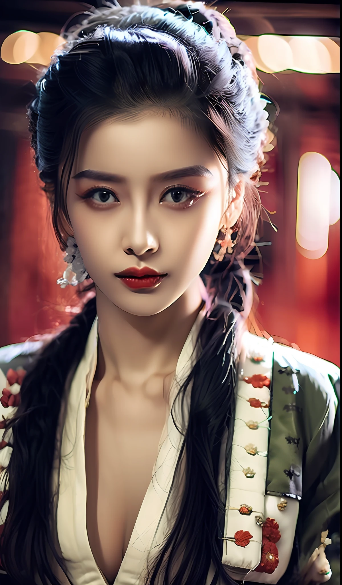 best quality, master, highres, wuxia 1girl, China dress, super beautiful face, super beautiful eye, super beautiful hair Super beautiful face, super beautiful eyes, super beautiful hair, Yang Ying's face, pull open clothes