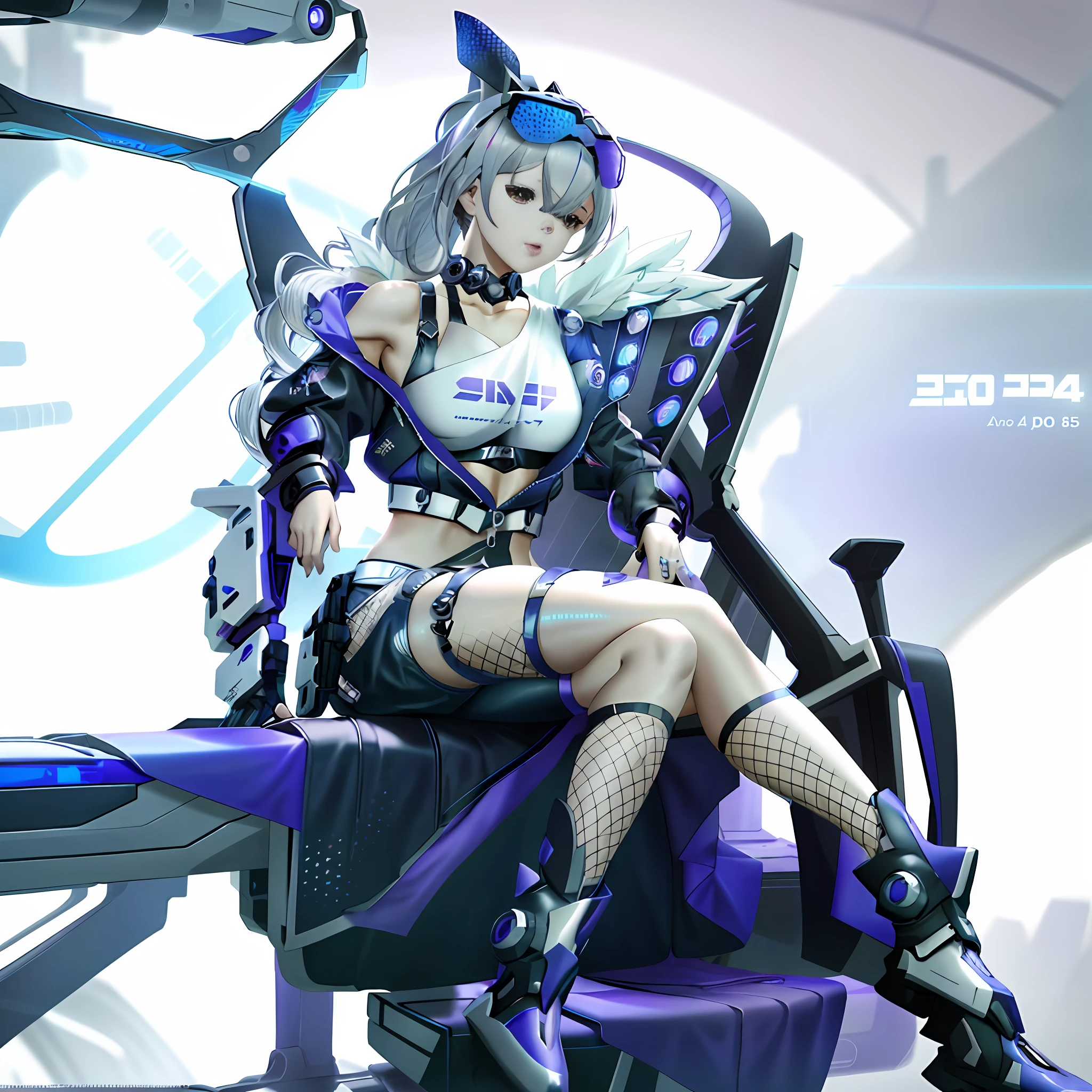 arafed silver haired woman in a futuristic outfit sitting in a chair, trending on cgstation, digital cyberpunk anime art, 3 d render character art 8 k, g liulian art style, oppai cyberpunk, cyberpunk anime girl mech, cyberpunk 2 0 y. o model girl, trending at cgstation, 8k high quality detailed art, 4k highly detailed digital art