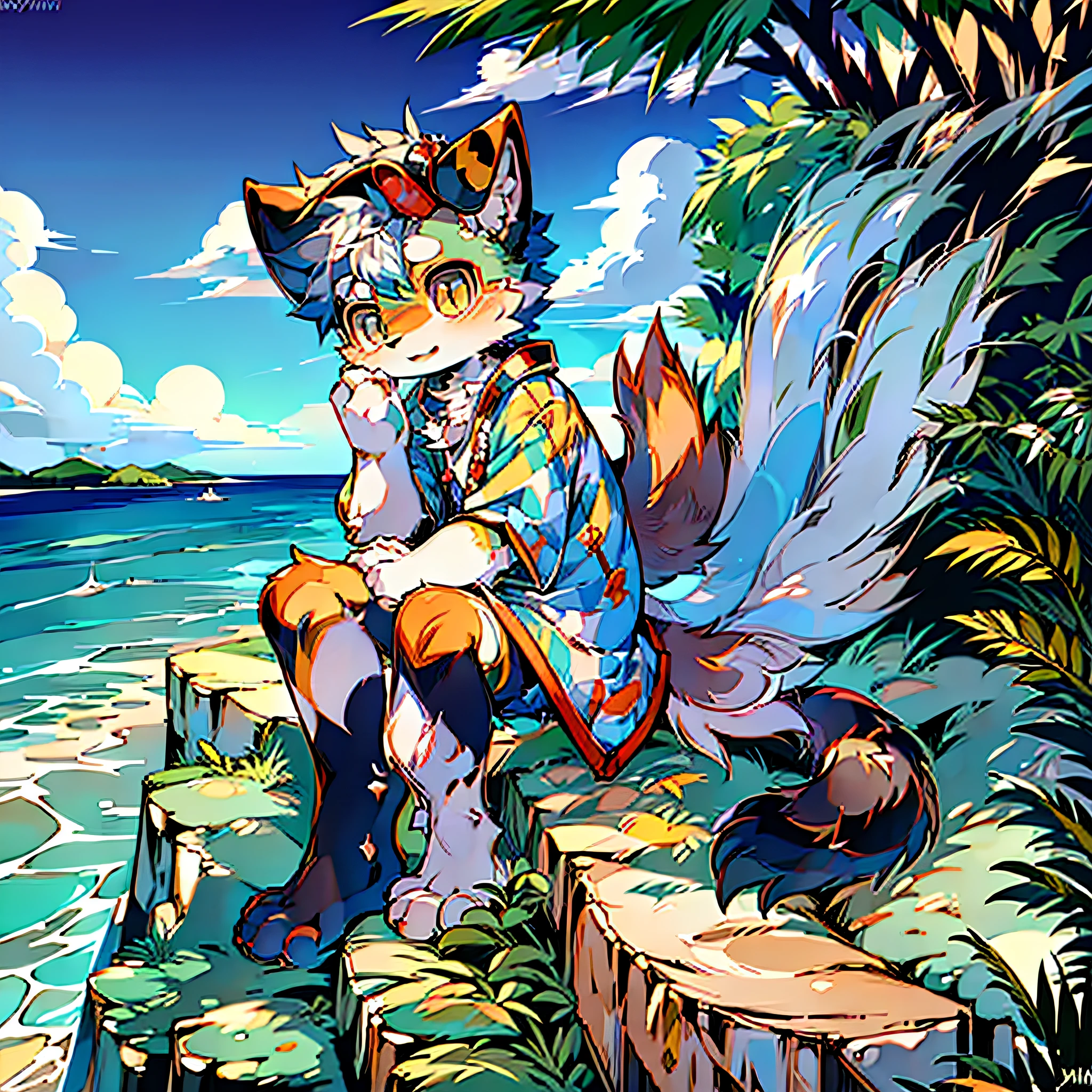 Anime boy sitting on rock wearing cat hat, popular on ArtStation pixiv, by the sea, cute anime, high quality anime art style, anime vision of cute cats, pixiv contest winner, anime boy, pixiv, cute anime cat boy , by Yuumei, key anime art, digital art on pixiv  Shota cute 8 years 