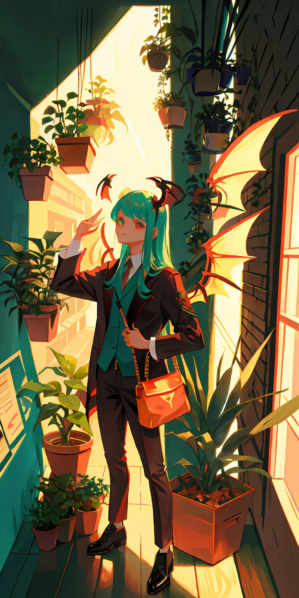 vampire, plant, plant goddess, wings, tall, 3d