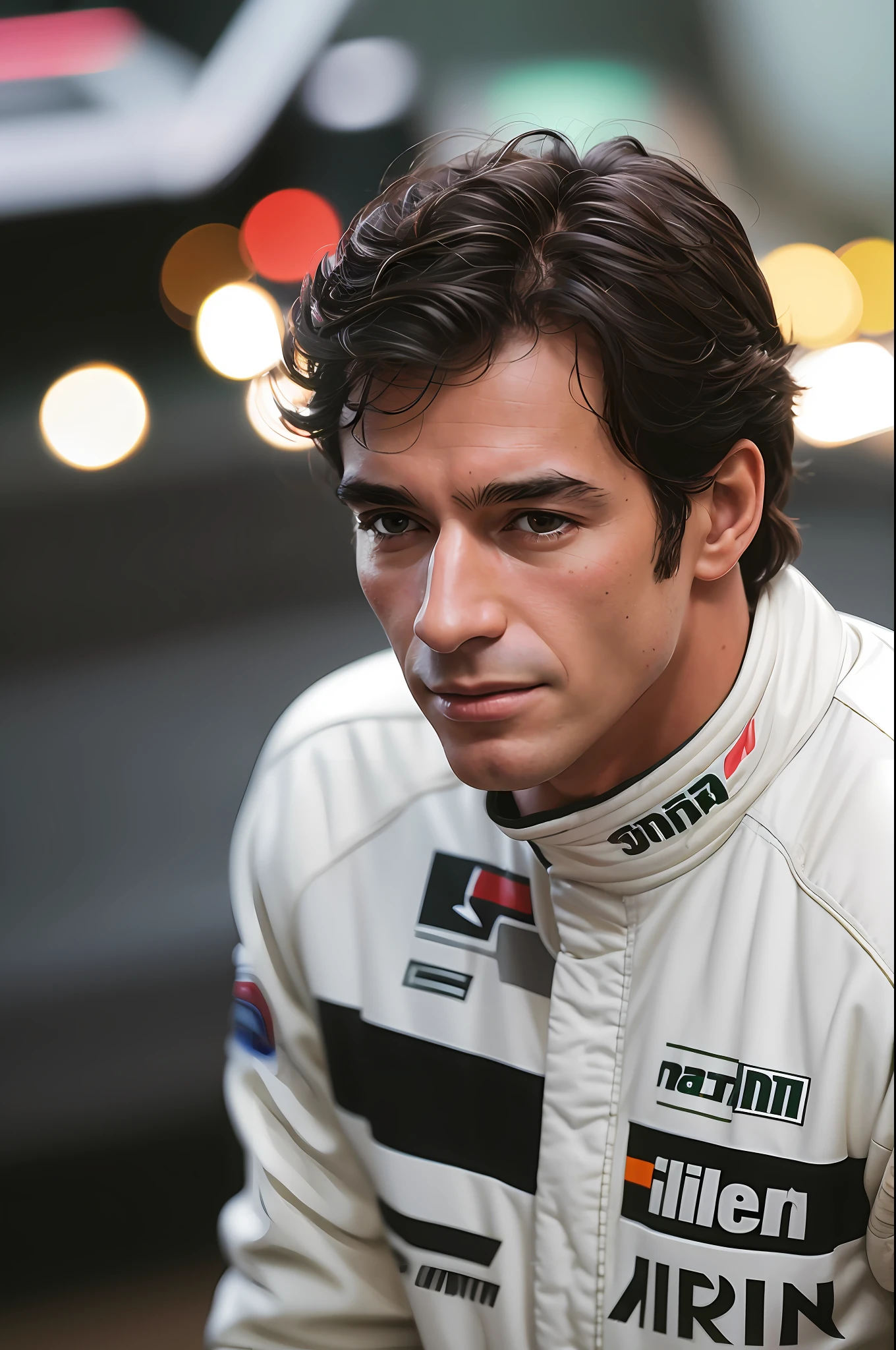 High definition image quality, 8k photo, intricate details: 1.2, cinematic lighting, Ayrton Senna Brazilian driver (1960–1994), 1988-1993: McLaren, three-time Formula One world champion (1988, 1990 and 1991), , , , , , --q 1, DSLR --v 6 --s2
