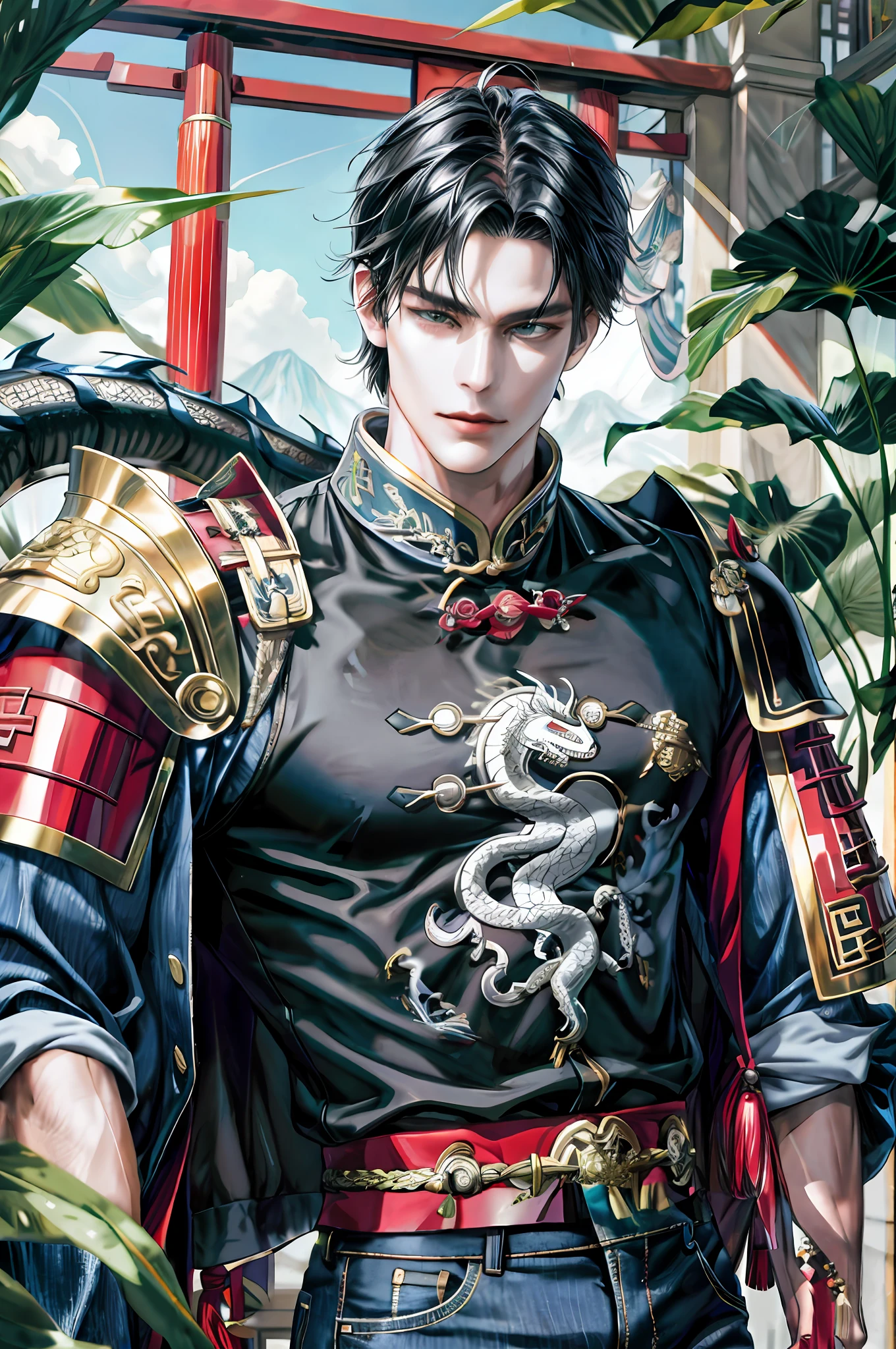 Hanfu, black pants