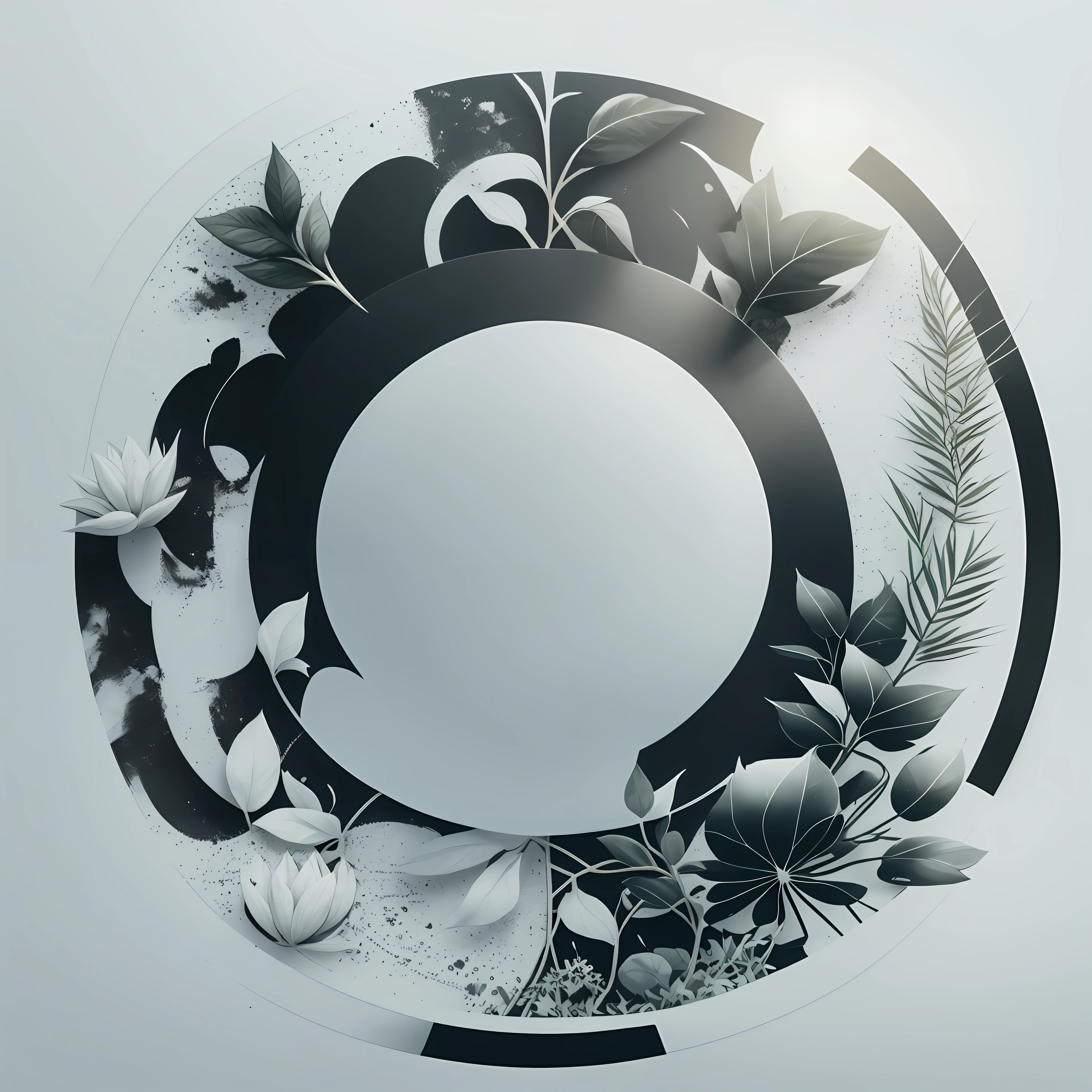 logo, round, downloading, simple, design, inspirational, straight, white background, logo black, plant