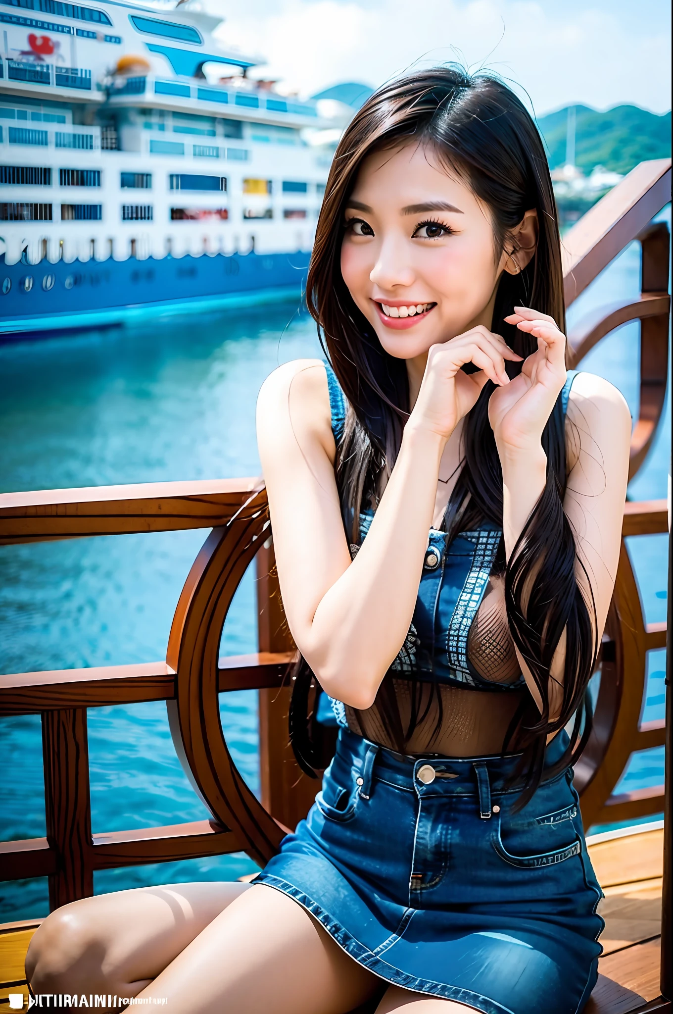 A Vietnamese wife, sexy, analog style, shot by Fujifilm XT3, skin pores, innocent, ultra detailed, hyper realistic, misbehaviour, playful poses, natutal poses, trend in instagram, on a cruise