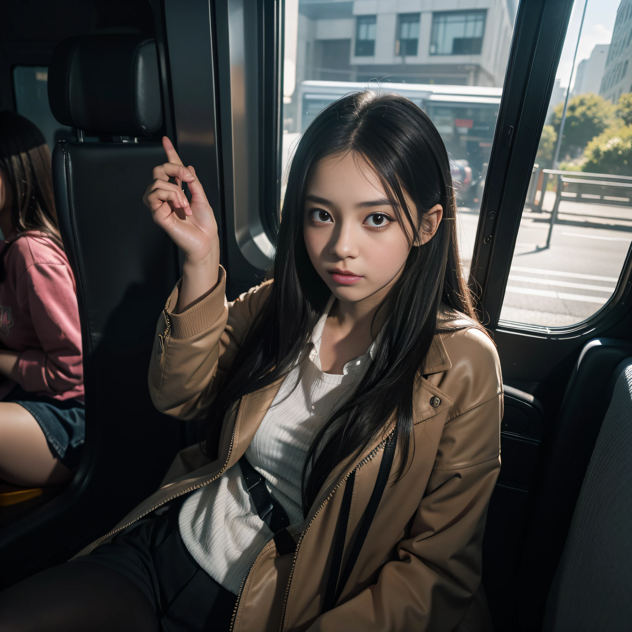 (8k, RAW photo, best quality, masterpiece: 1.7), (realistic, photorealistic: 1.7), 1 high school girl, commuting, voyeur