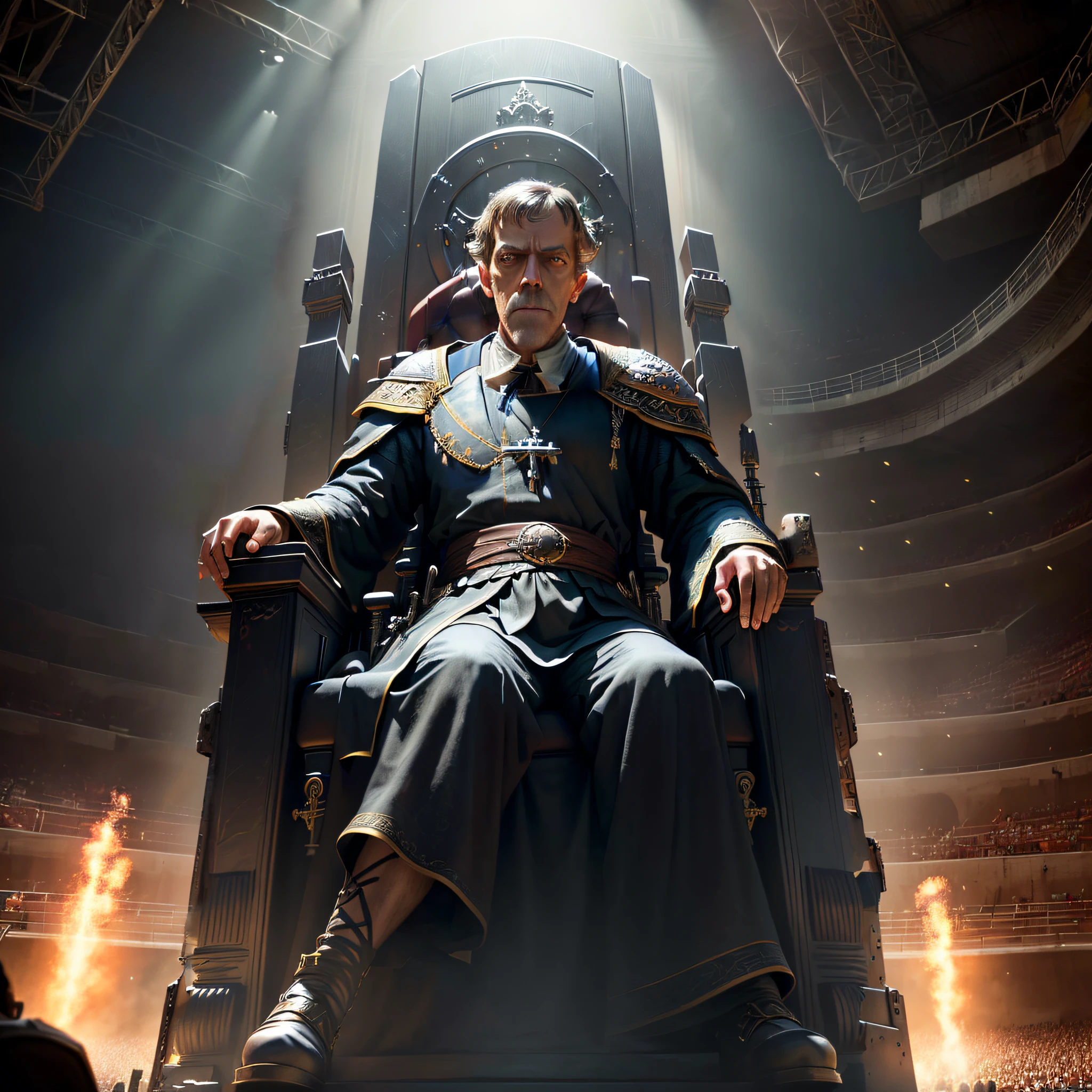 smug (((Hugh Laurie))) , (((dressed in biblical times clothes))), smug evil looking Hugh Laurie, (hugh laurie with white biblical clothes), (Hugh Laurie)