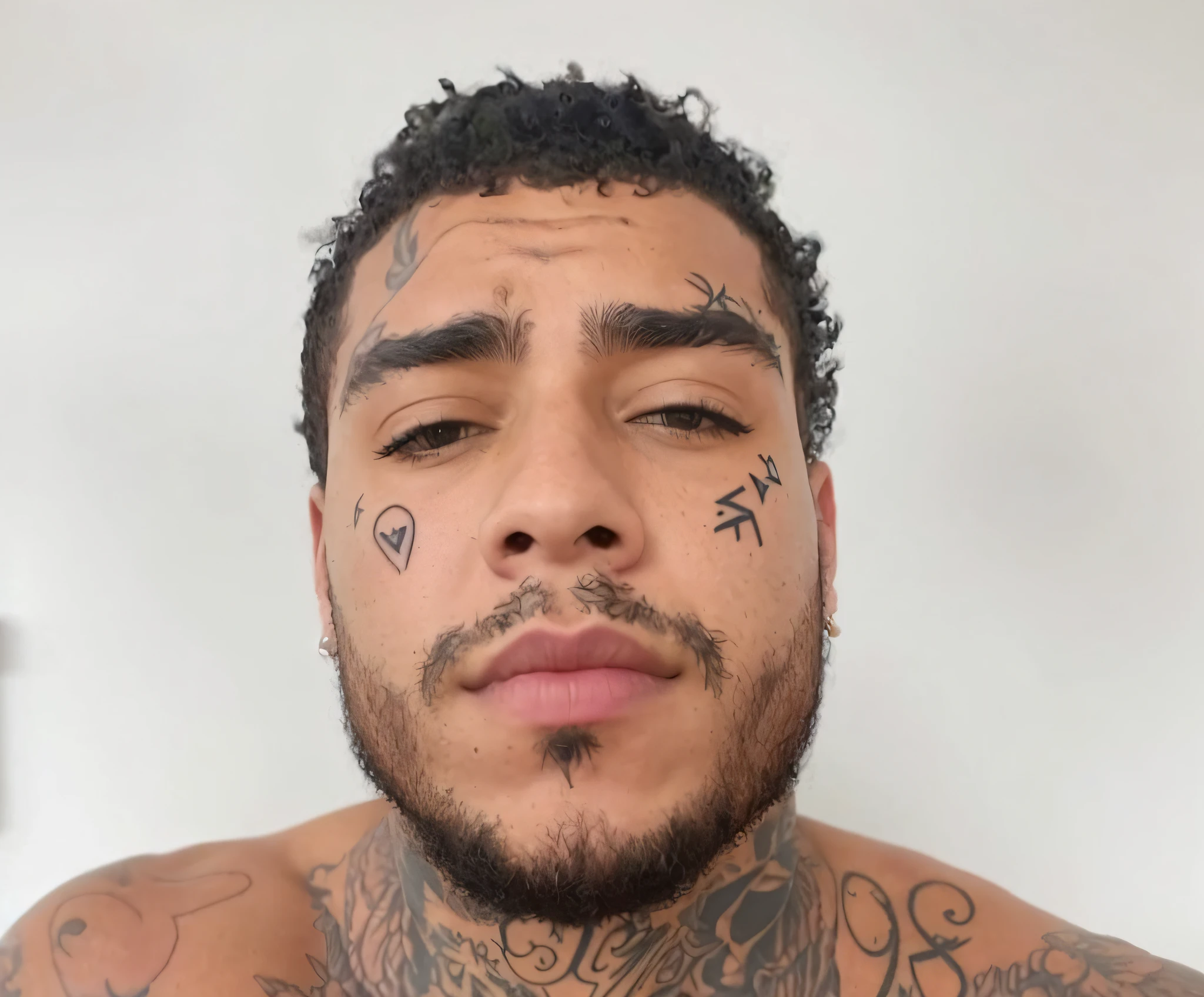 arafed man with tattoos on his chest and chest, xxxtentacion, post malone, with facial tattoo, taken in the early 2020s, profile image, profile picture, caio santos, markings on his face, portrait of crazy post malone, facial tattoos, profile pic, gunplay, headshot profile picture, arms covered in gang tattoo --auto --s2