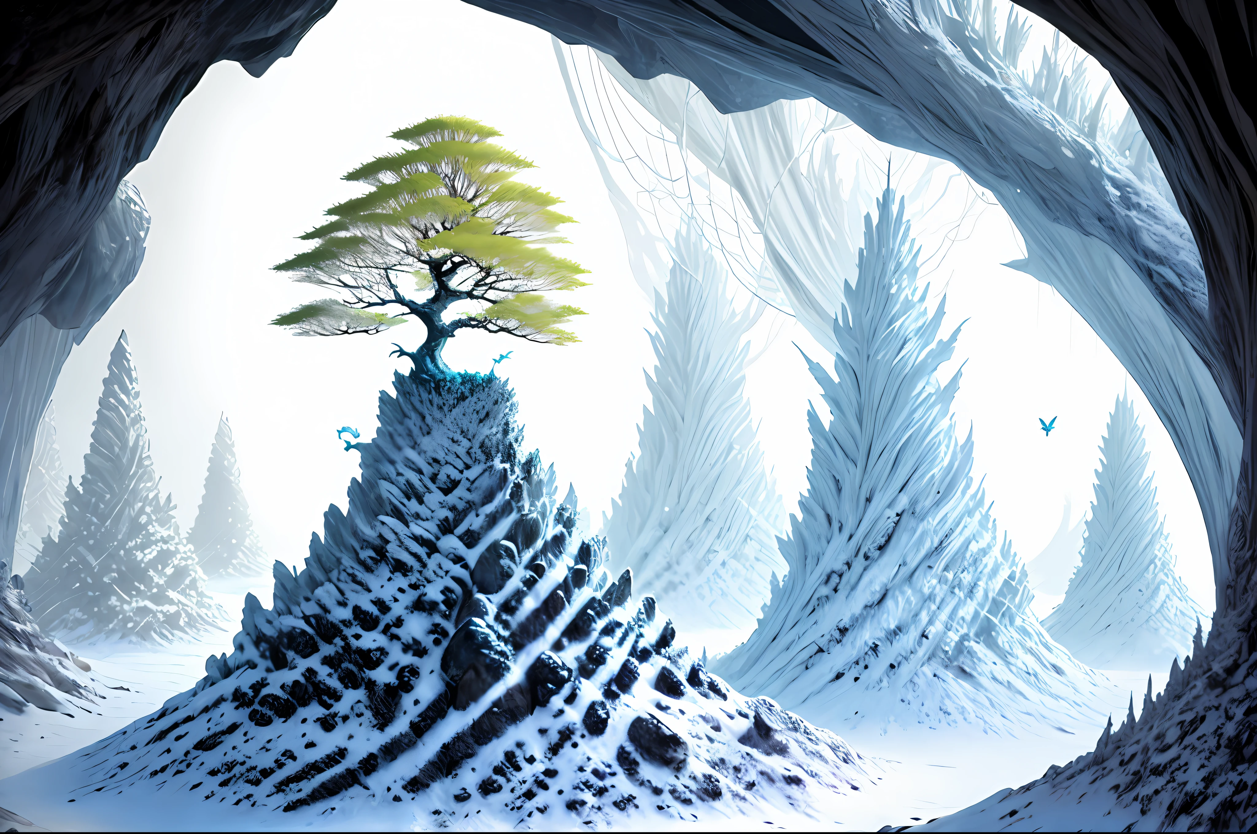 dragon's tooth tree, anthill, bright, moth, fantasy,