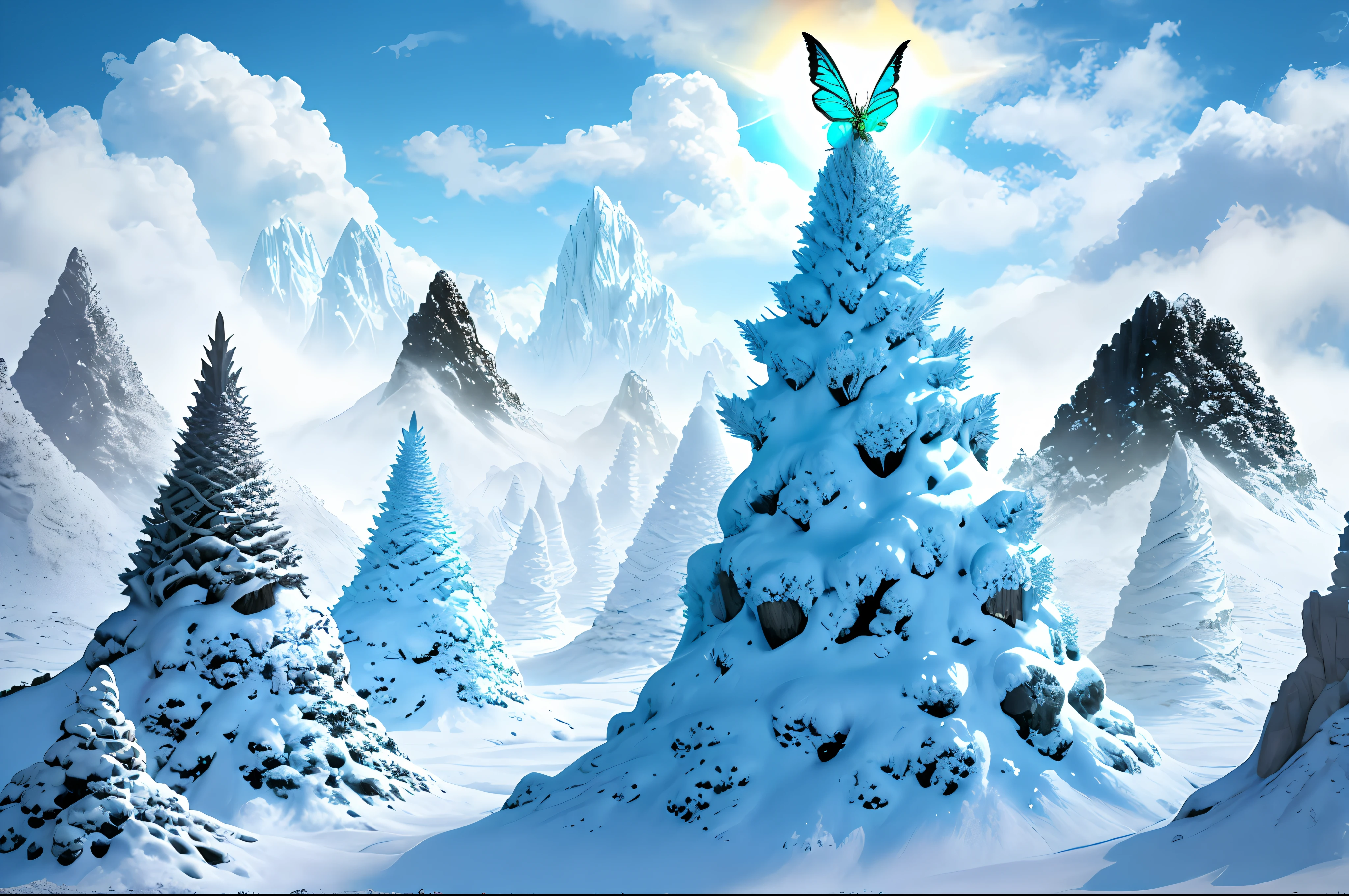 dragon's tooth tree, anthill, bright, moth, fantasy,