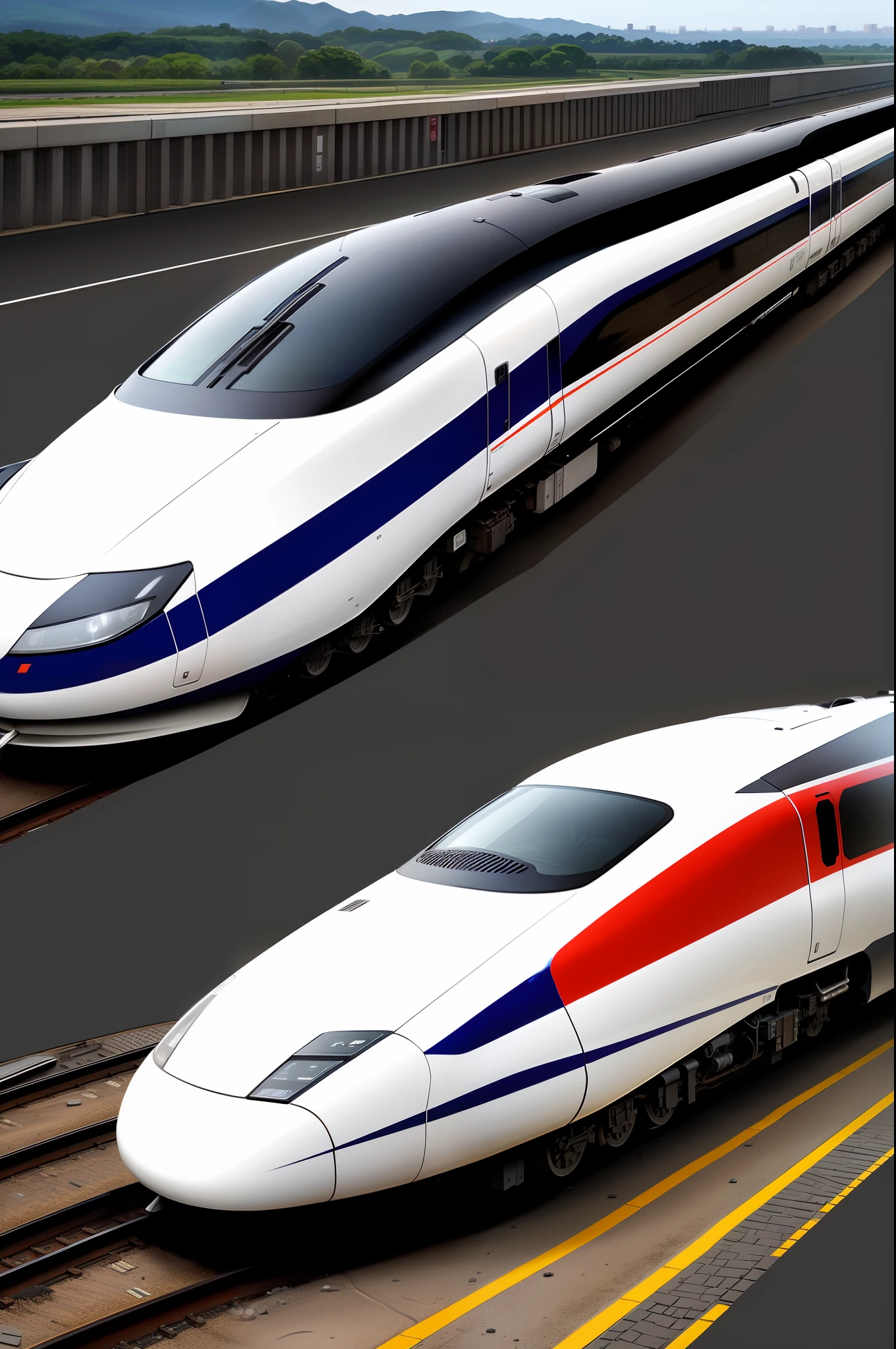 railway design, excellent, masterpiece, simple, streamlined, ultra-definition, attracting, futuristic, bullet train, pilot
