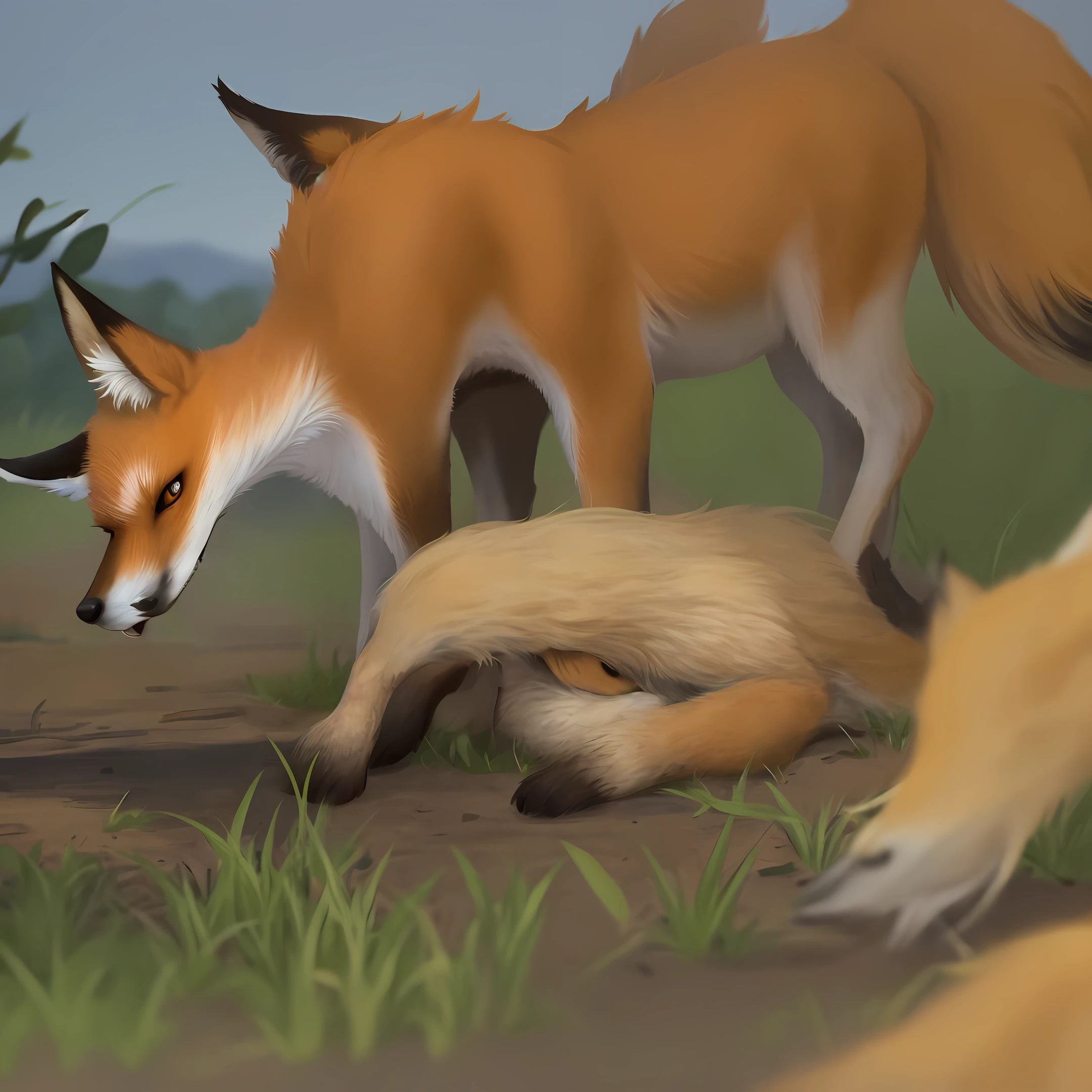 fox, fox, drinking, like a logo