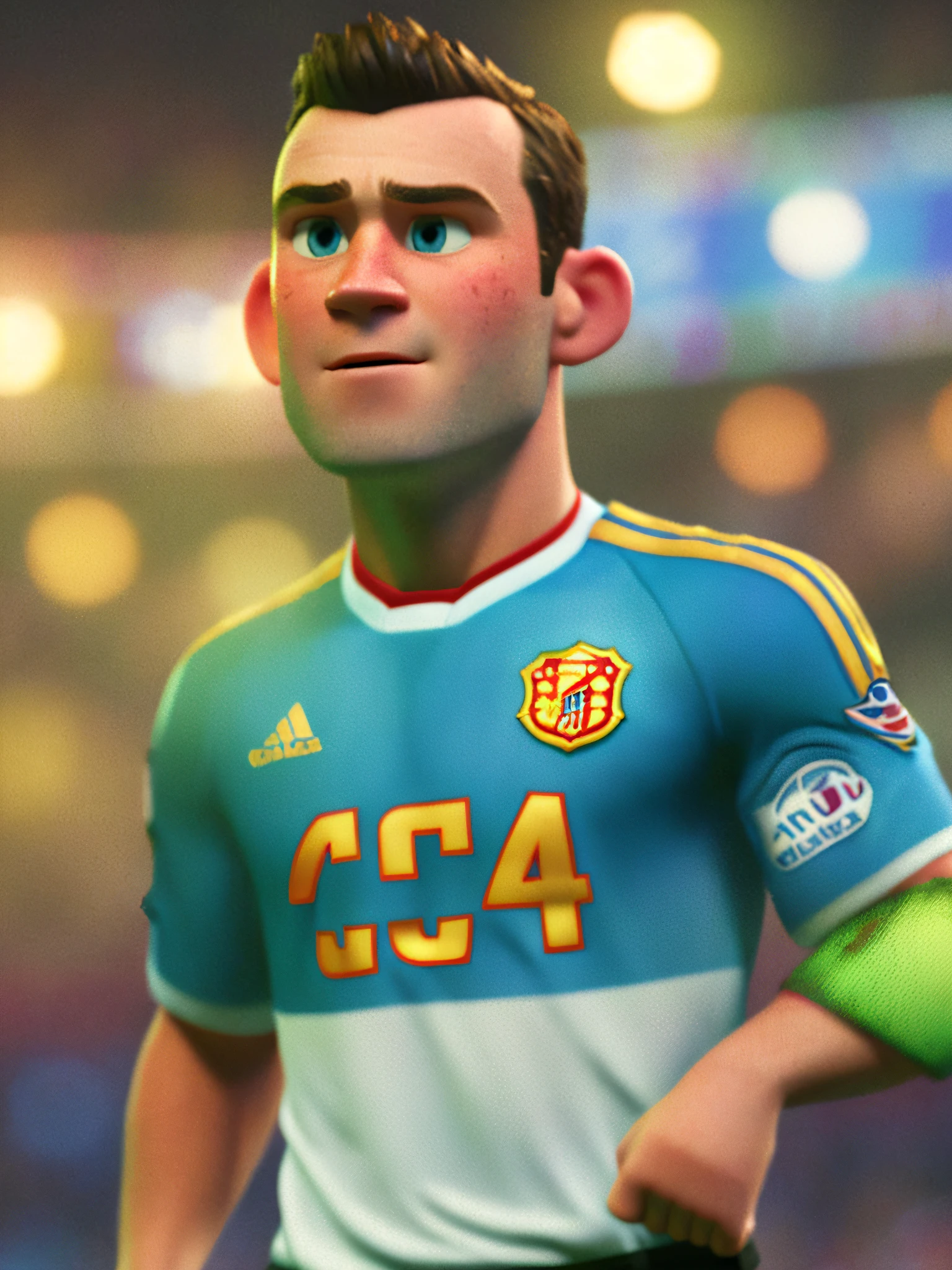 Wayne Rooney, (pixar style) (masterpiece:1.2) (bokeh) (best quality) (detailed skin) (detailed texture) (8k) (claymation) (cinematic lighting) (sharp focus