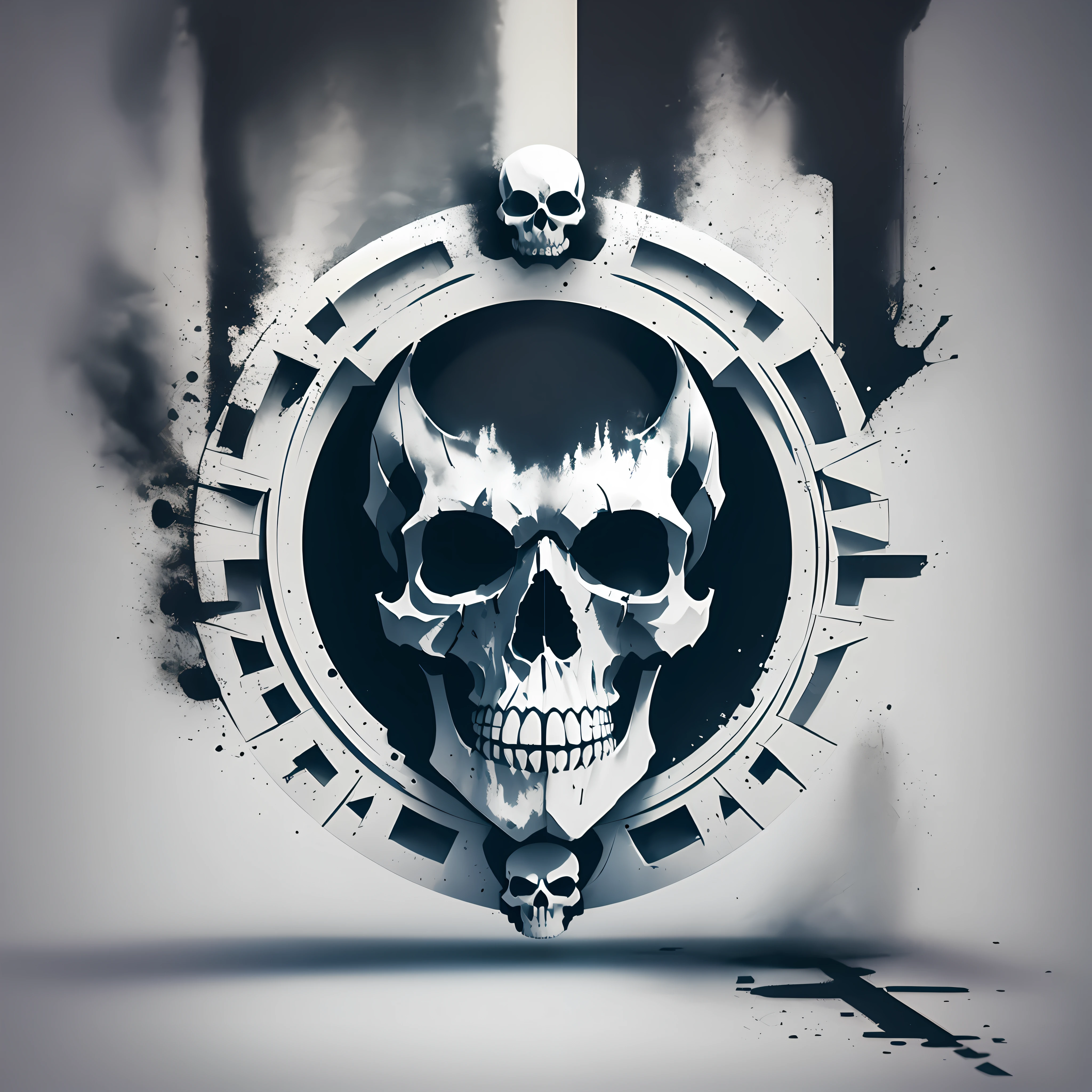 logo, download now, simple, design, inspirational, straight, white background, logo black, skull