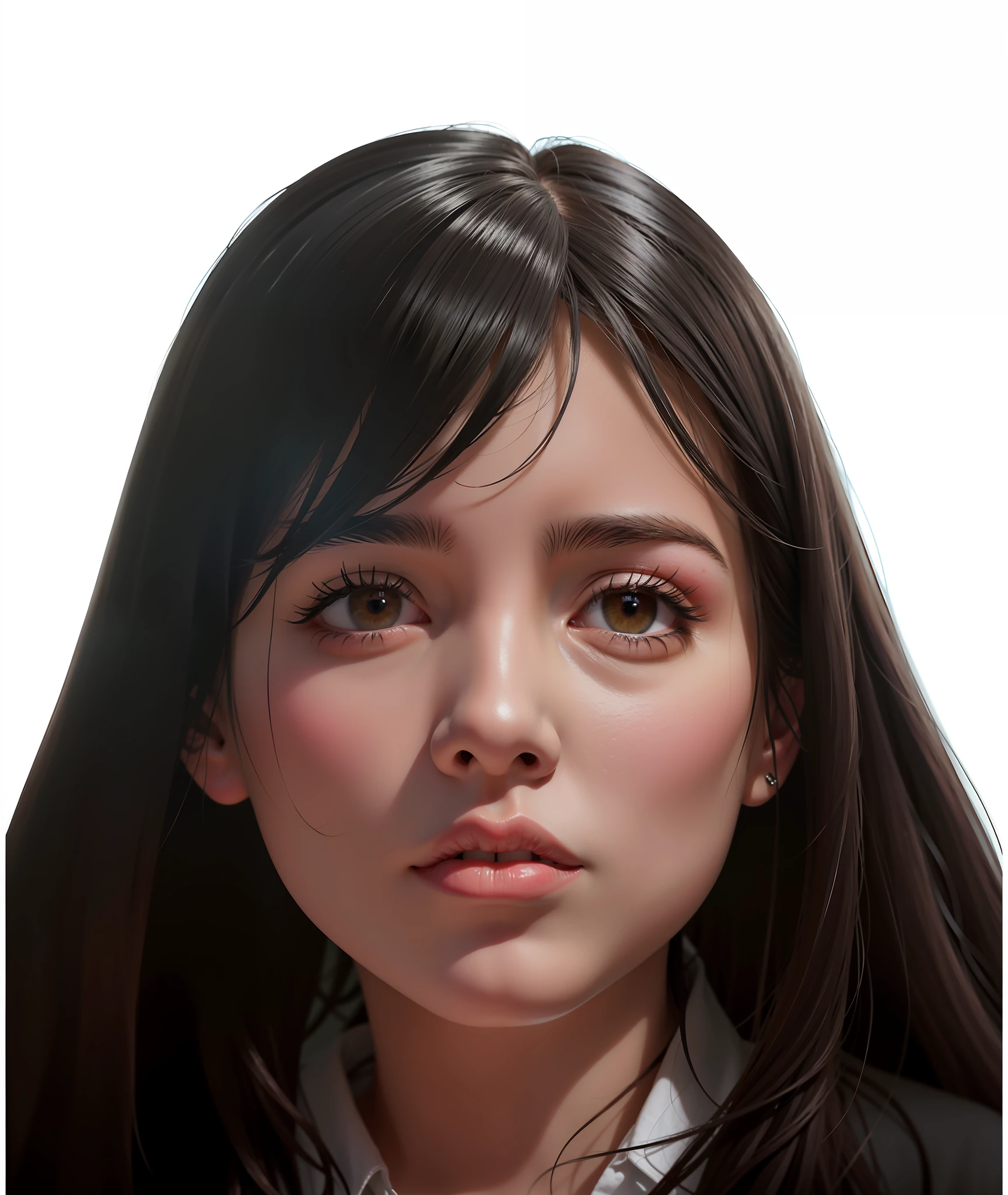 there is a woman with long hair and a white shirt, realistic digital painting, detailed realistic face, realistic detailed face portrait, beautiful realistic face, detailed portrait of anime girl, realistic detailed face, realistic beautiful face, realistic artstyle, realistic cute girl painting, highly detailed realistic face, photorealistic anime girl render, photorealistic beautiful face, realistic digital drawing, detailed digital painting --auto --s2