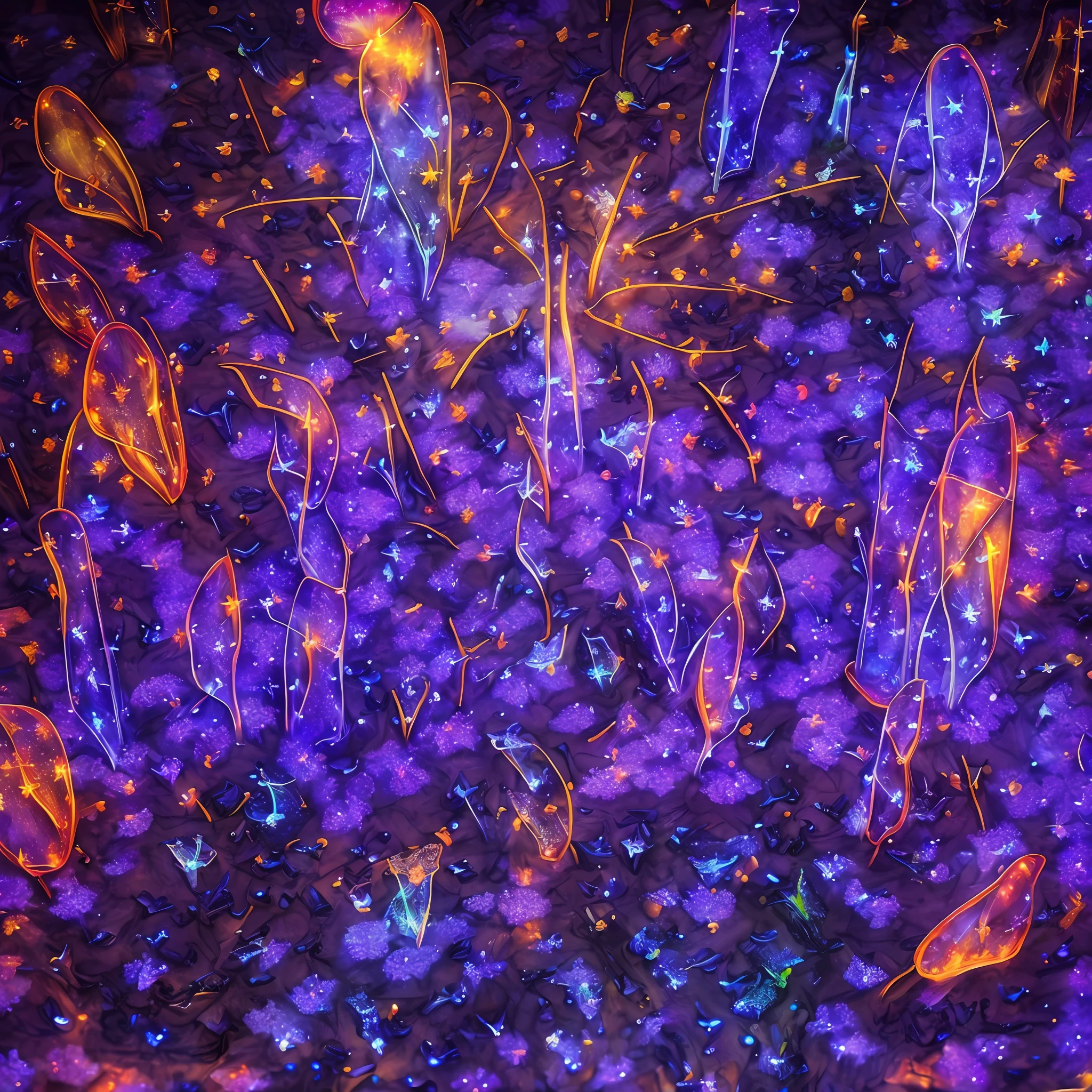 Computer, Extensive landscape ultrasound photography bottle, glass flower, glowing mushrooms, fog, dawn (general view showing transparent flower, mushrooms, glass, reflection),inside the bottle flower, mushrooms, glass, reflected moon, meteor shower, (ultradetailed), burning lighthouse, glass, (detailed), shards, glass (detailed), night night, moon reflection, (1:3), fireflies (1:3), BREAK production art, (cold light source:1.2), (Firefly:1.2), purple,  fire particles, colors, intricate details, volumetric lighting, realistic fantasy BREAK (masterpiece:1.2), (best quality), 4k, ultra detailed, (dynamic composition: 1.4), high detailed, colorful details, (gloomy colors: 1.2), (luminous lighting, atmospheric lighting), gloomy, dark, magical --auto --s2