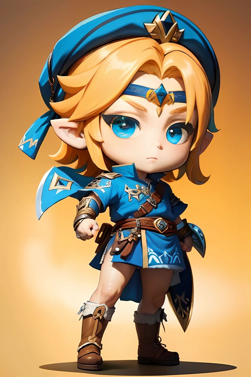 Raw 16k Ultra HD Vivid Colors Masterpiece, best_quality, 1boy, Chibi Style Digital Art, Solo, Link, Zelda Legend, Tunic, Hat,