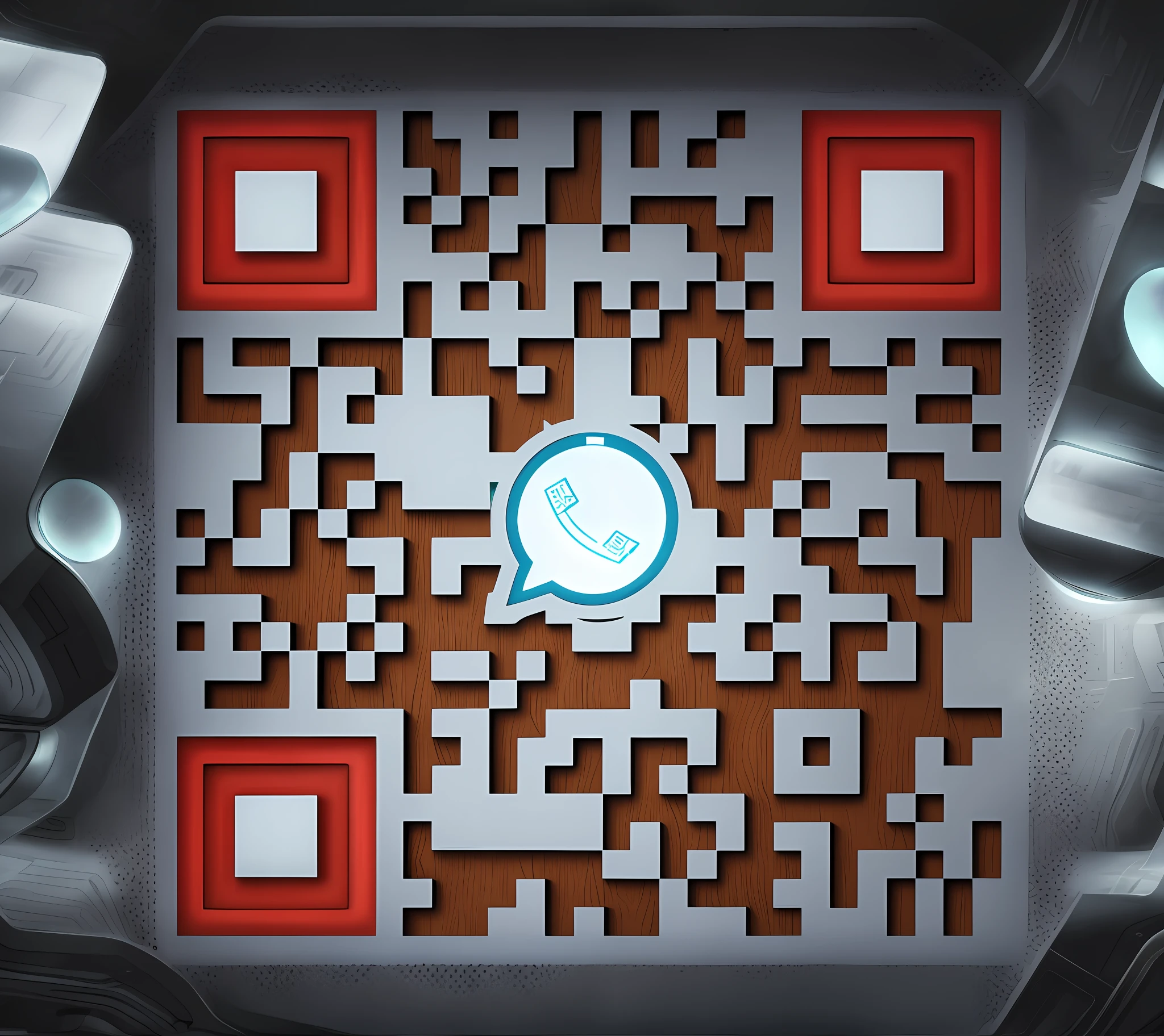 Futuristic QR with a technology room. Well detailed