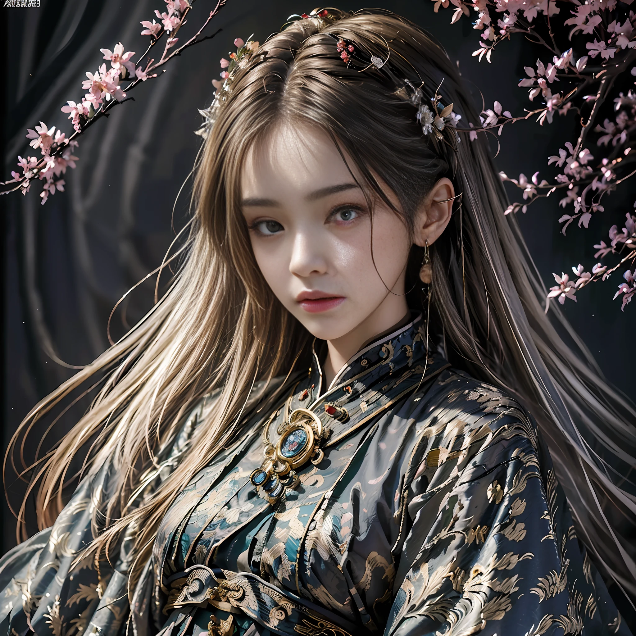 (masterpiece), (best quality), photorealism, realistic, photography, 1girl, 20yo, beautiful girl, perfect face, perfect body, golden ratio, good anatomy, photo maping, Hanfu,dark theme, cool pose, dark colorful Hanfu, cinematic light