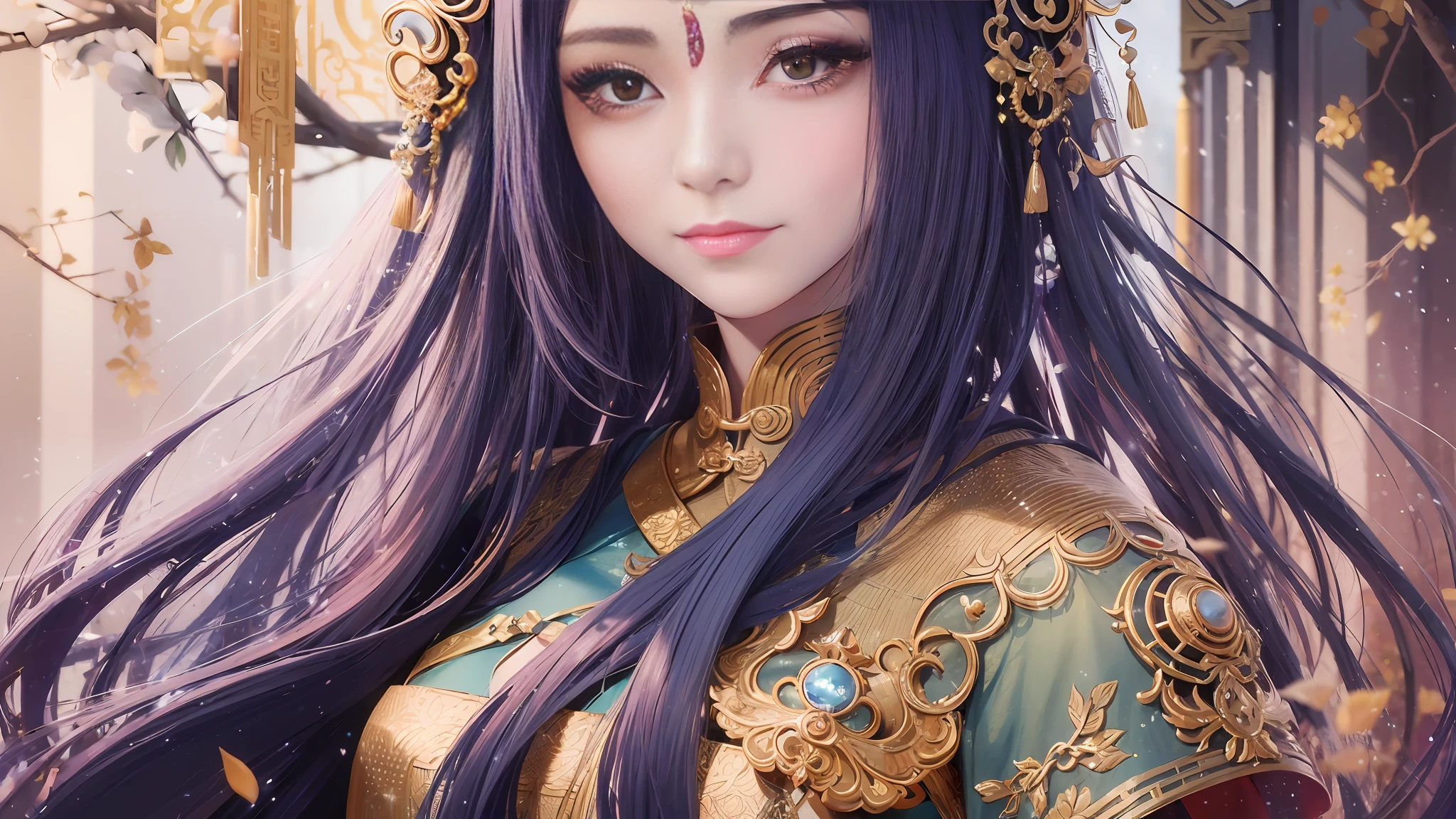 a close up of a woman with a very long hair, a beautiful fantasy empress, ((a beautiful fantasy empress)), beautiful character painting, inspired by Qiu Ying, inspired by Du Qiong, inspired by Lan Ying, palace , a girl in hanfu, xianxia fantasy, full body xianxia, anime goddess, inspired by Huang Ji, xianxia --auto --s2