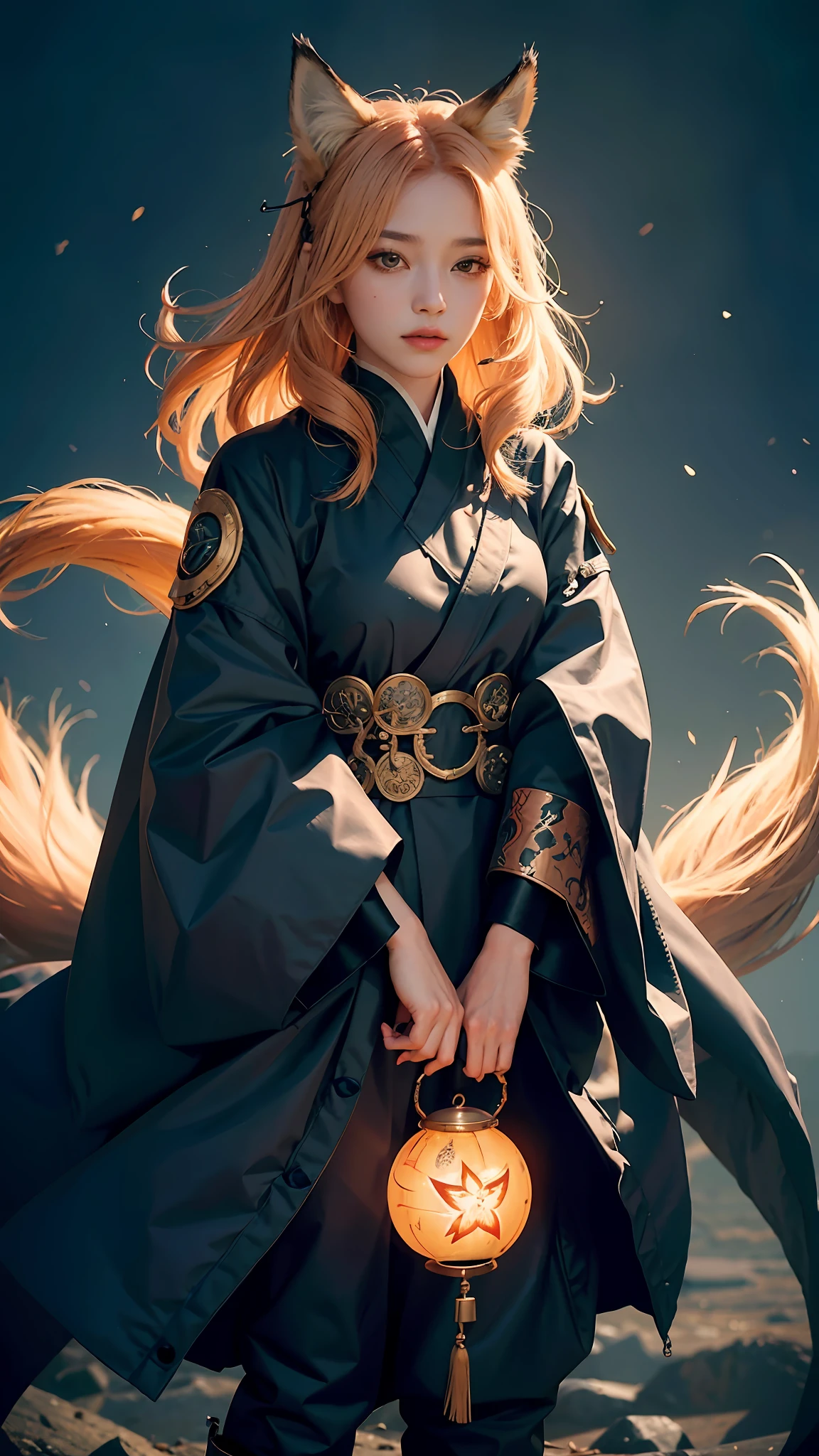 1girl,solo,
official art, unity 8k wallpaper, ultra detailed, beautiful and aesthetic, beautiful, masterpiece, best quality,
Kitsune witch, fox mask, haori jacket, foxfire spell, fox familiar, transformation,