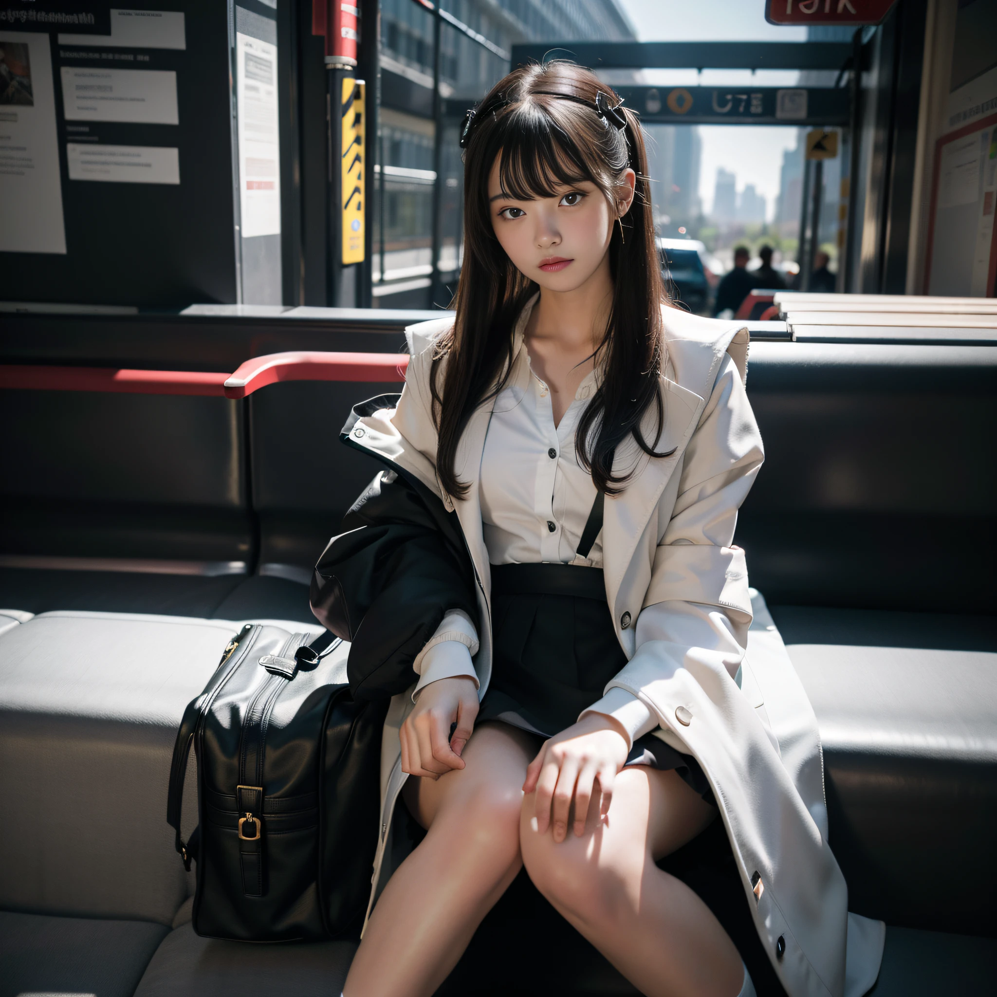 (8k, RAW photo, best quality, masterpiece: 1.7), (realistic, photorealistic: 1.7), 1 high school girl, commuting, voyeur