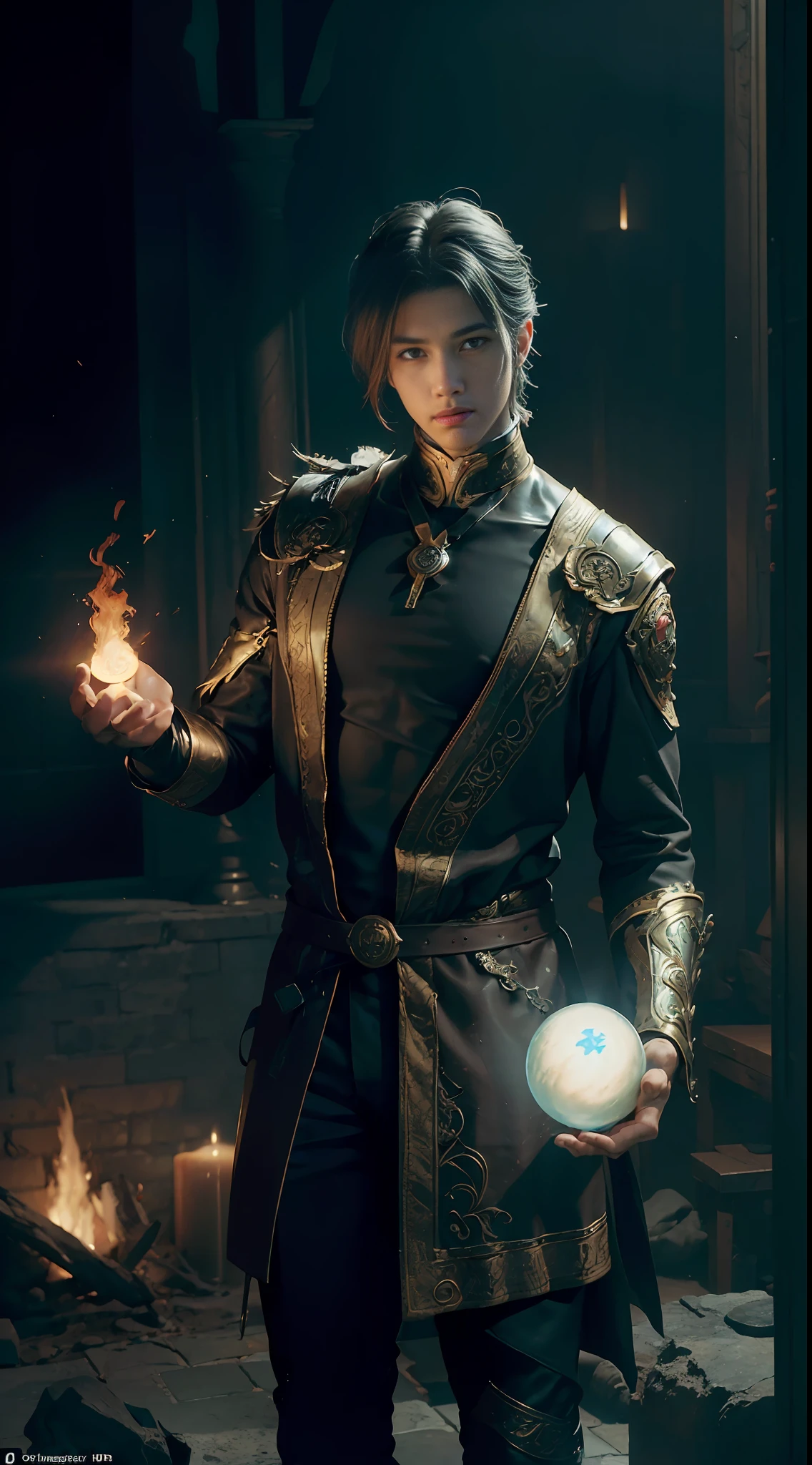 ((Best quality)), ((masterpiece)), (detailed:1.4), ((male)) ((man)), 3D, an image of a young man as fire bender, fire mage, magic, HDR (High Dynamic Range),Ray Tracing,NVIDIA RTX,Super-Resolution,Unreal 5,Subsurface scattering,PBR Texturing,Post-processing,Anisotropic Filtering,Depth-of-field,Maximum clarity and sharpness,Multi-layered textures,Albedo and Specular maps,Surface shading,Accurate simulation of light-material interaction,Perfect proportions,Octane Render,Two-tone lighting,Wide aperture,Low ISO,White balance,Rule of thirds,8K RAW,