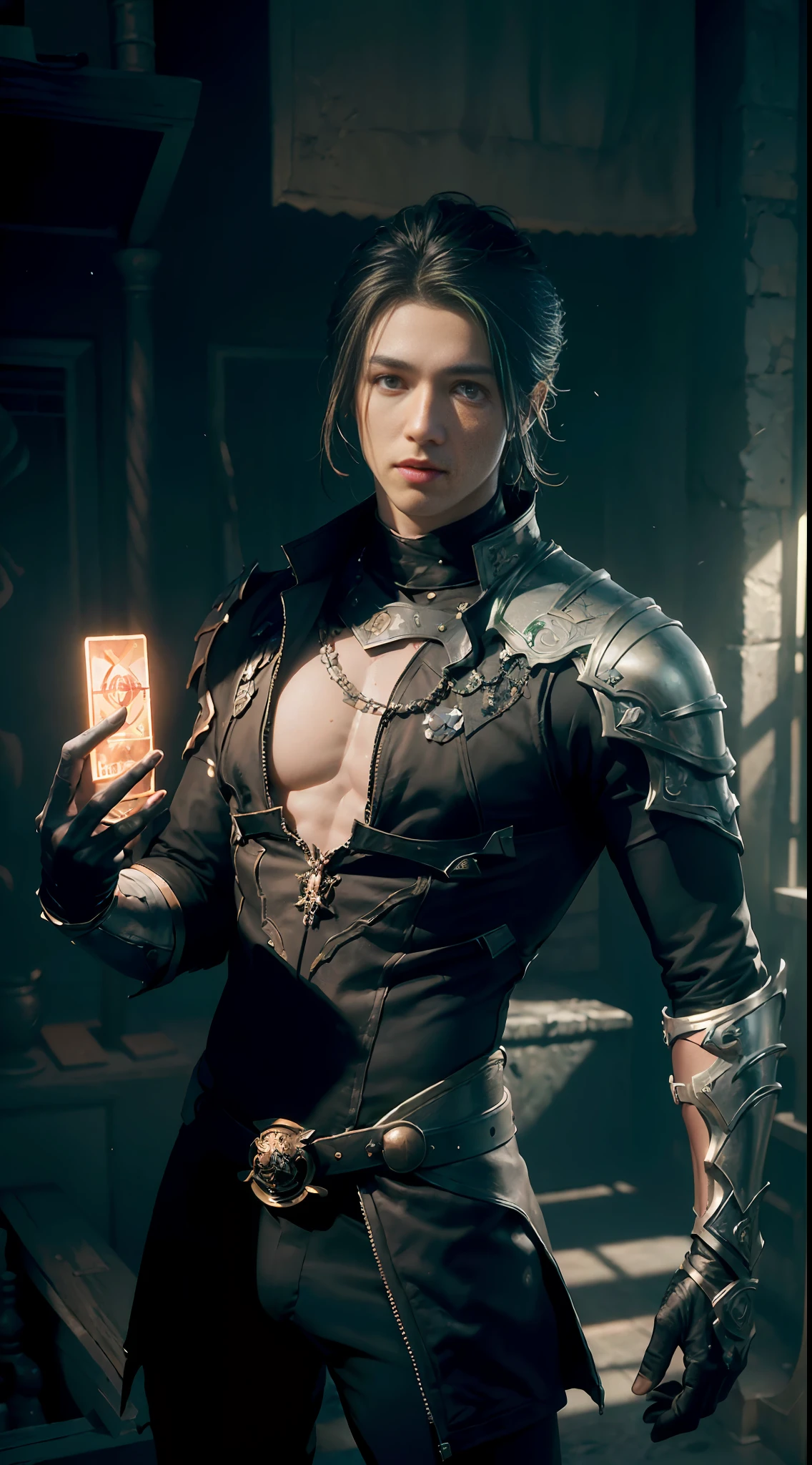 ((Best quality)), ((masterpiece)), (detailed:1.4), ((male)) ((man)), 3D, an image of a young man as dark magic bender, dark mage, magic, HDR (High Dynamic Range),Ray Tracing,NVIDIA RTX,Super-Resolution,Unreal 5,Subsurface scattering,PBR Texturing,Post-processing,Anisotropic Filtering,Depth-of-field,Maximum clarity and sharpness,Multi-layered textures,Albedo and Specular maps,Surface shading,Accurate simulation of light-material interaction,Perfect proportions,Octane Render,Two-tone lighting,Wide aperture,Low ISO,White balance,Rule of thirds,8K RAW,