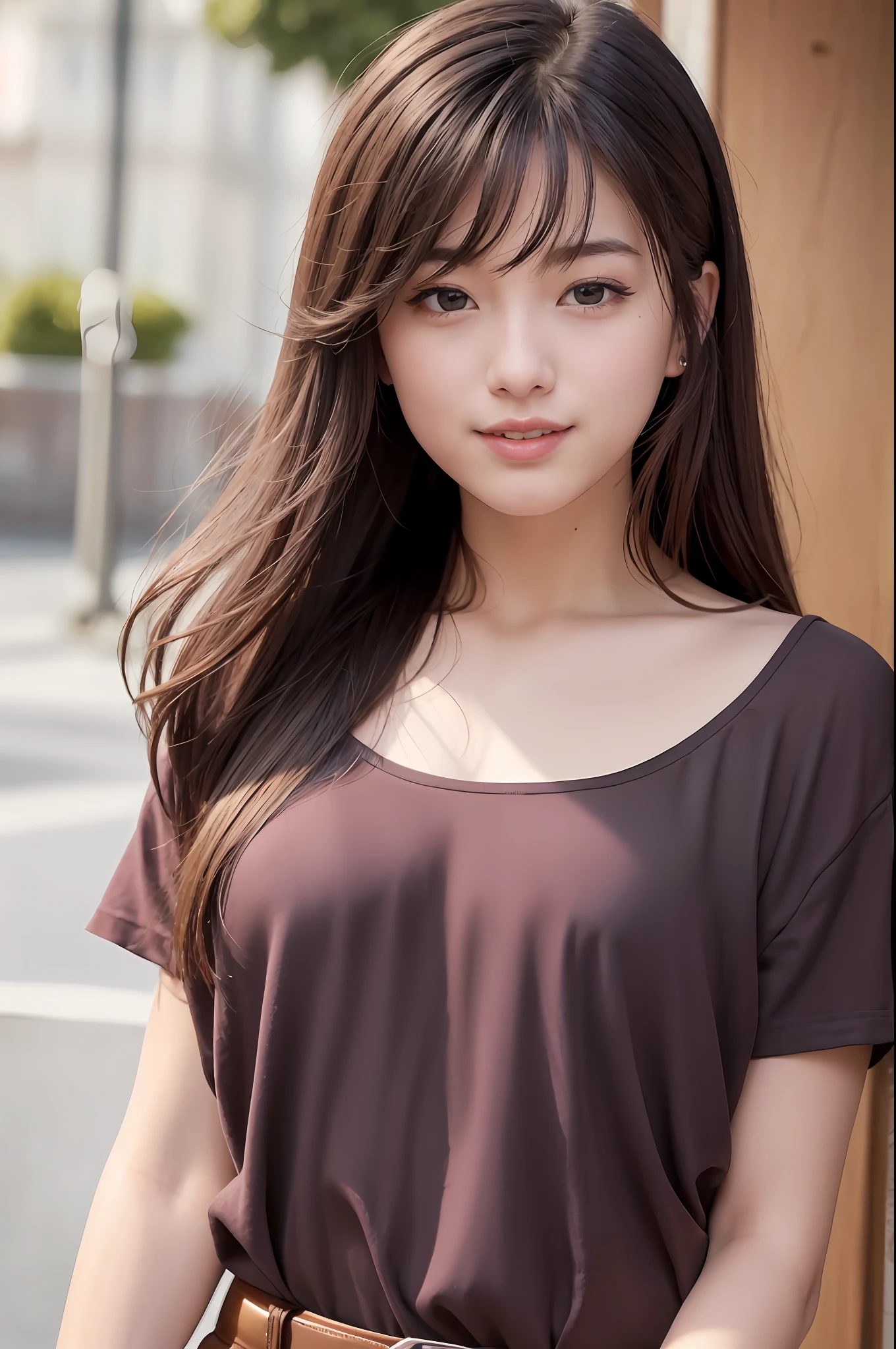(8K, Top Quality, Masterpiece: 1.2), (Realistic, Photorealistic: 1.37), Super Detail, 1 Girl, 20 years old, Big, Beauty, Cute, Smile, Fashionable Cafe, Eating Dessert, (Nose Red), (Smile: 1.15), (With Mouth Closed), Beautiful Eyes, (Long Hair: 1.2), Floating Hair Novafrog style, upper body