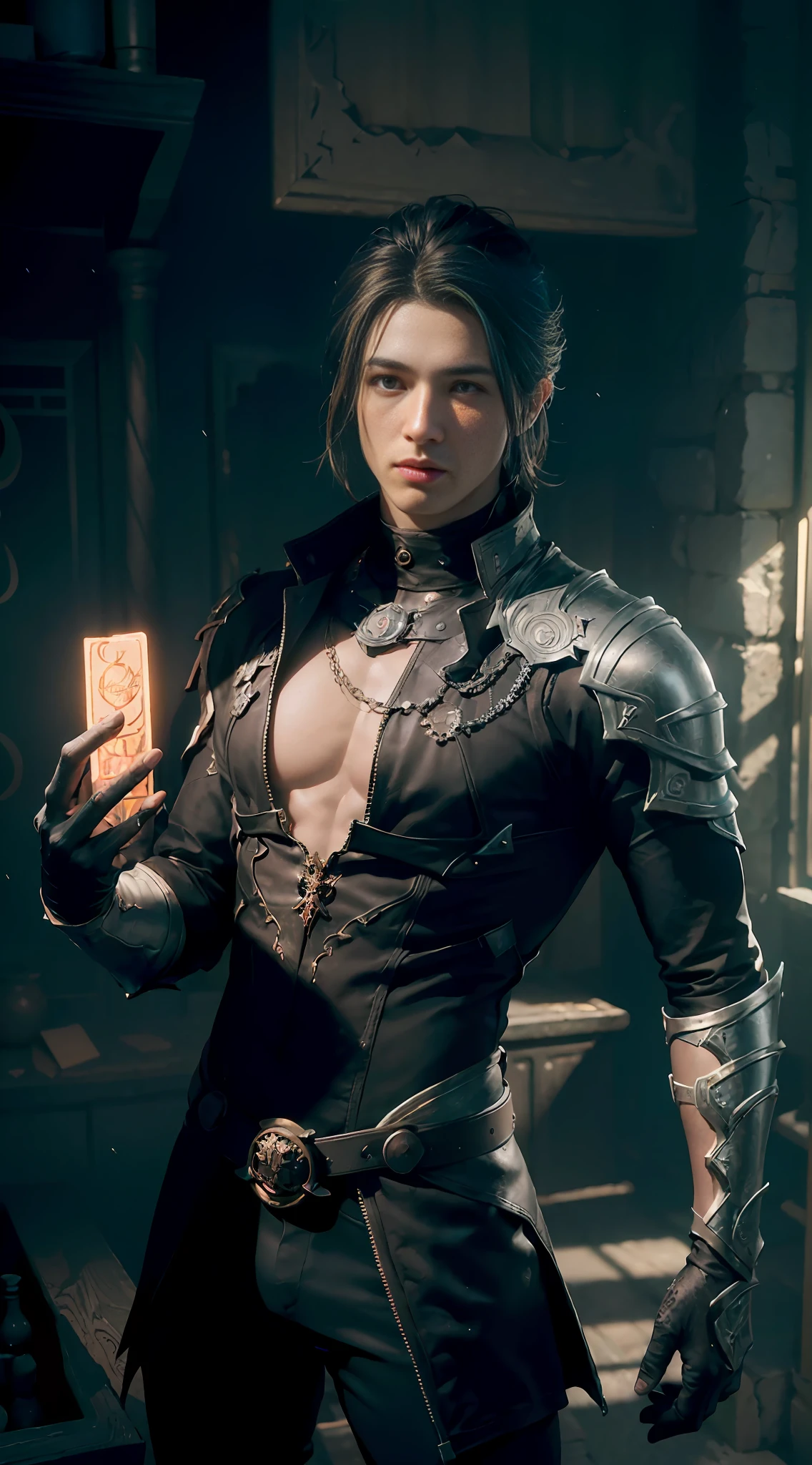 ((Best quality)), ((masterpiece)), (detailed:1.4), ((male)) ((man)), 3D, an image of a young man as dark magic bender, dark mage, magic, HDR (High Dynamic Range),Ray Tracing,NVIDIA RTX,Super-Resolution,Unreal 5,Subsurface scattering,PBR Texturing,Post-processing,Anisotropic Filtering,Depth-of-field,Maximum clarity and sharpness,Multi-layered textures,Albedo and Specular maps,Surface shading,Accurate simulation of light-material interaction,Perfect proportions,Octane Render,Two-tone lighting,Wide aperture,Low ISO,White balance,Rule of thirds,8K RAW,