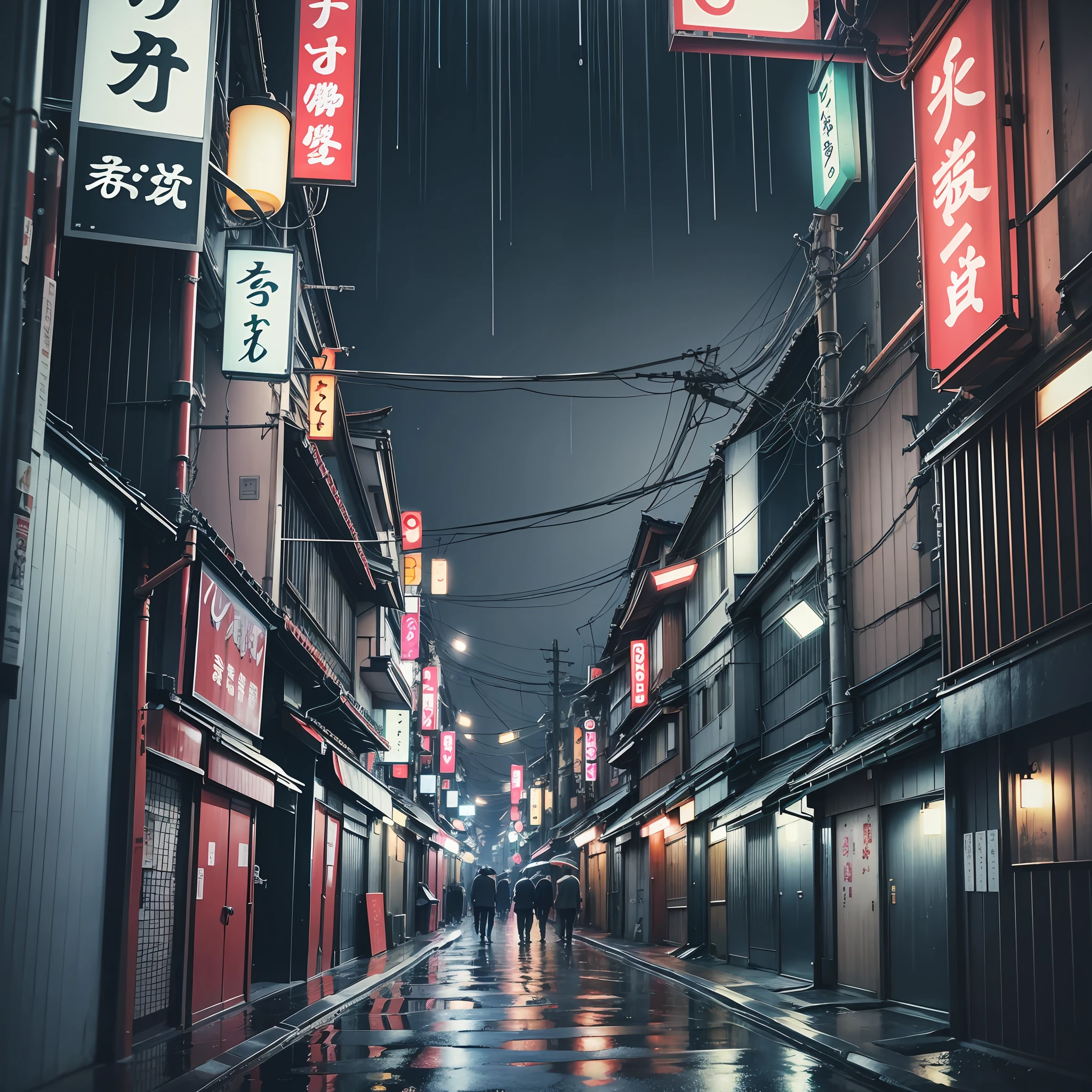 tokyo alleys on a very dark rainy night --auto --s2