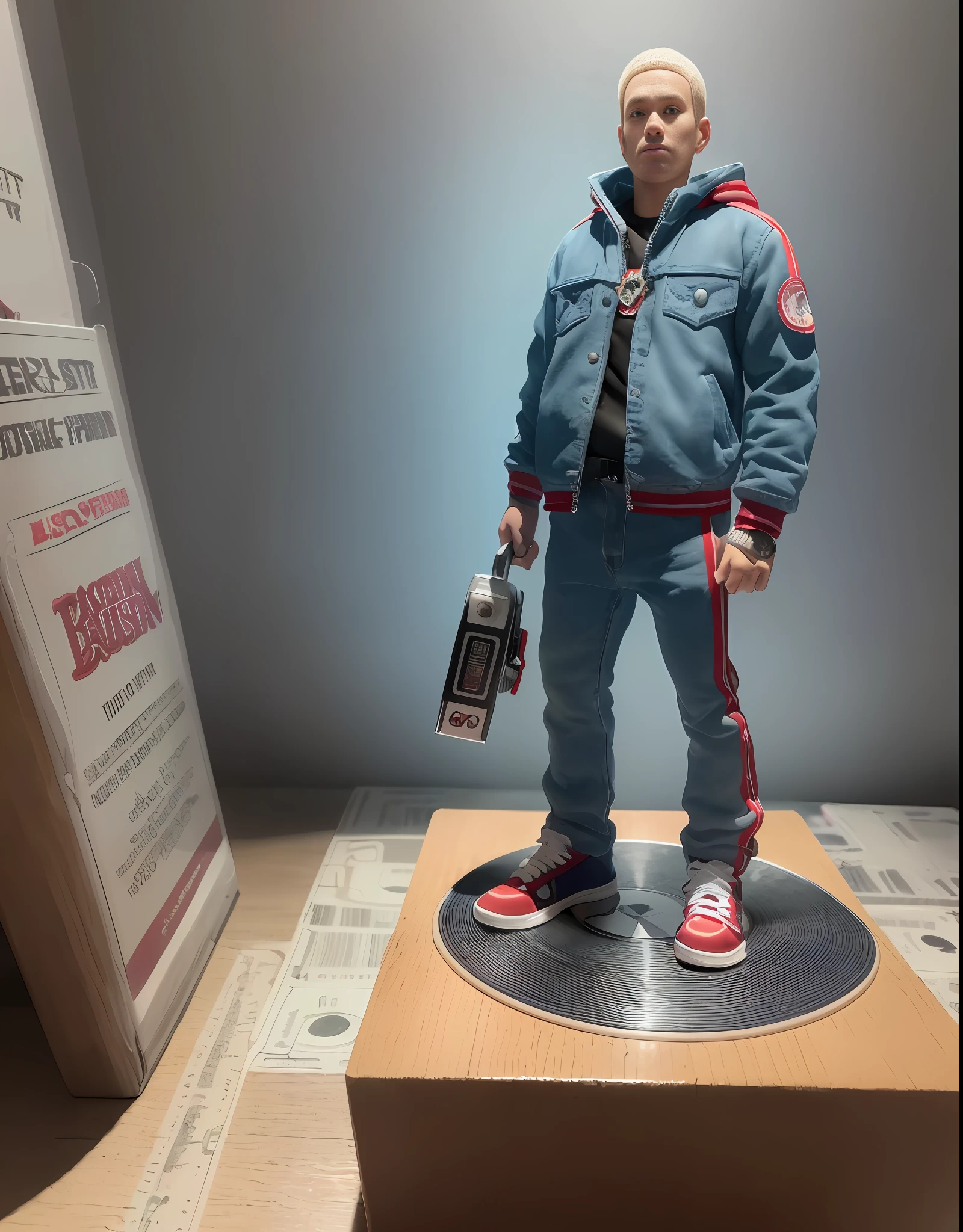 cbzbb , Eminem full body miniature playing cbzbb collectibles , Eminem full body miniature playing collectibles vinyl style disco footrest another reality in excellent quality evolution 8k natural lighting foot holder a cd 💿