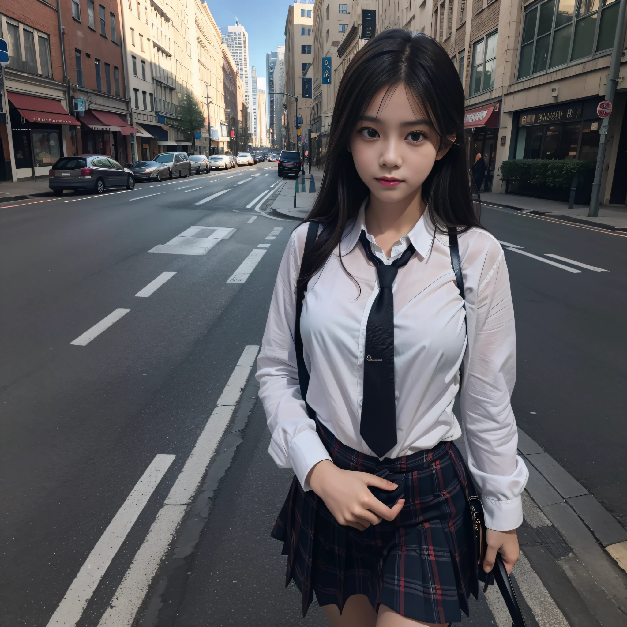 (8k, RAW photo, best quality, masterpiece: 1.7), (realistic, photorealistic: 1.7), girl, alone, city, walking, voyeur, natural eyes Waiting to start